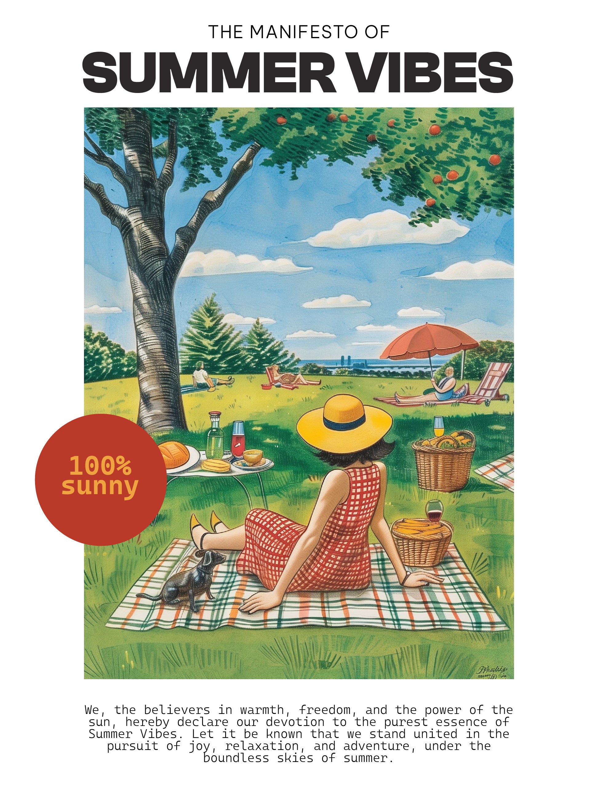 Classic Summer Picnic Countryside Scene Print