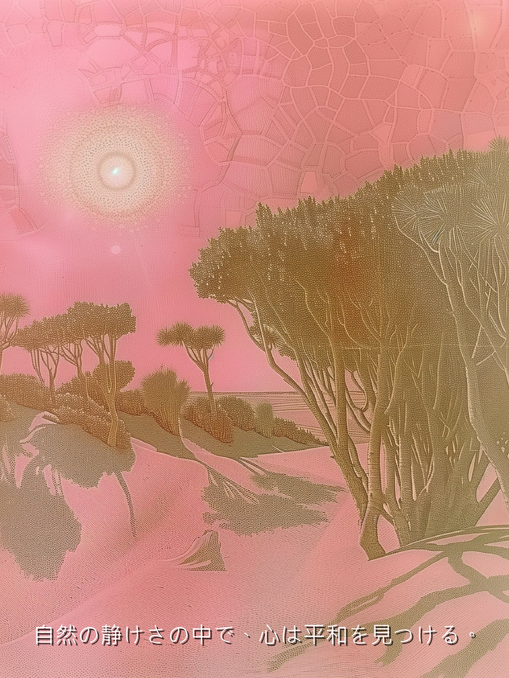 Tranquil Pink Desert Sunset Landscape Art Print