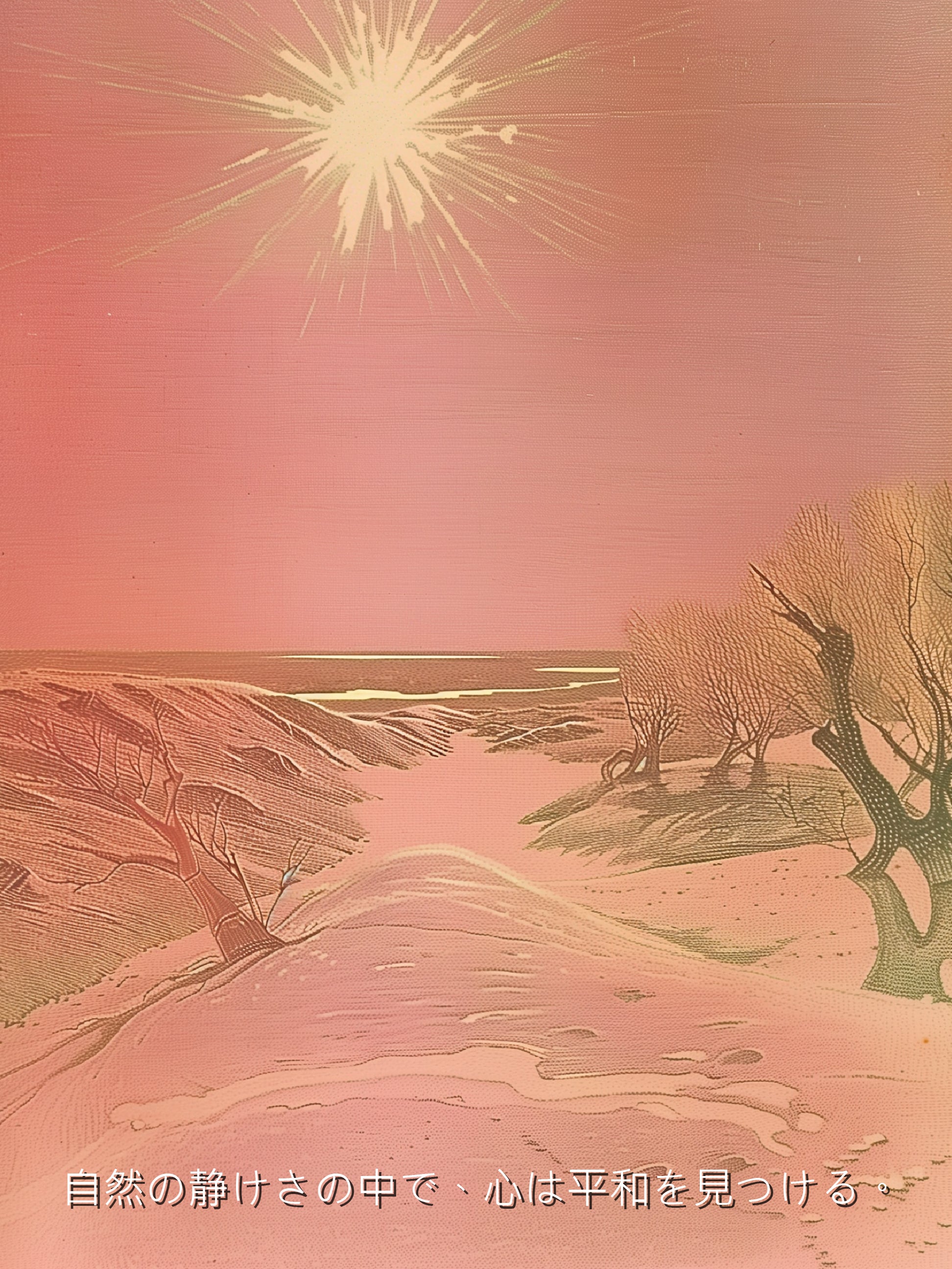 Serene Desert Horizon Sunset Wall Art Print