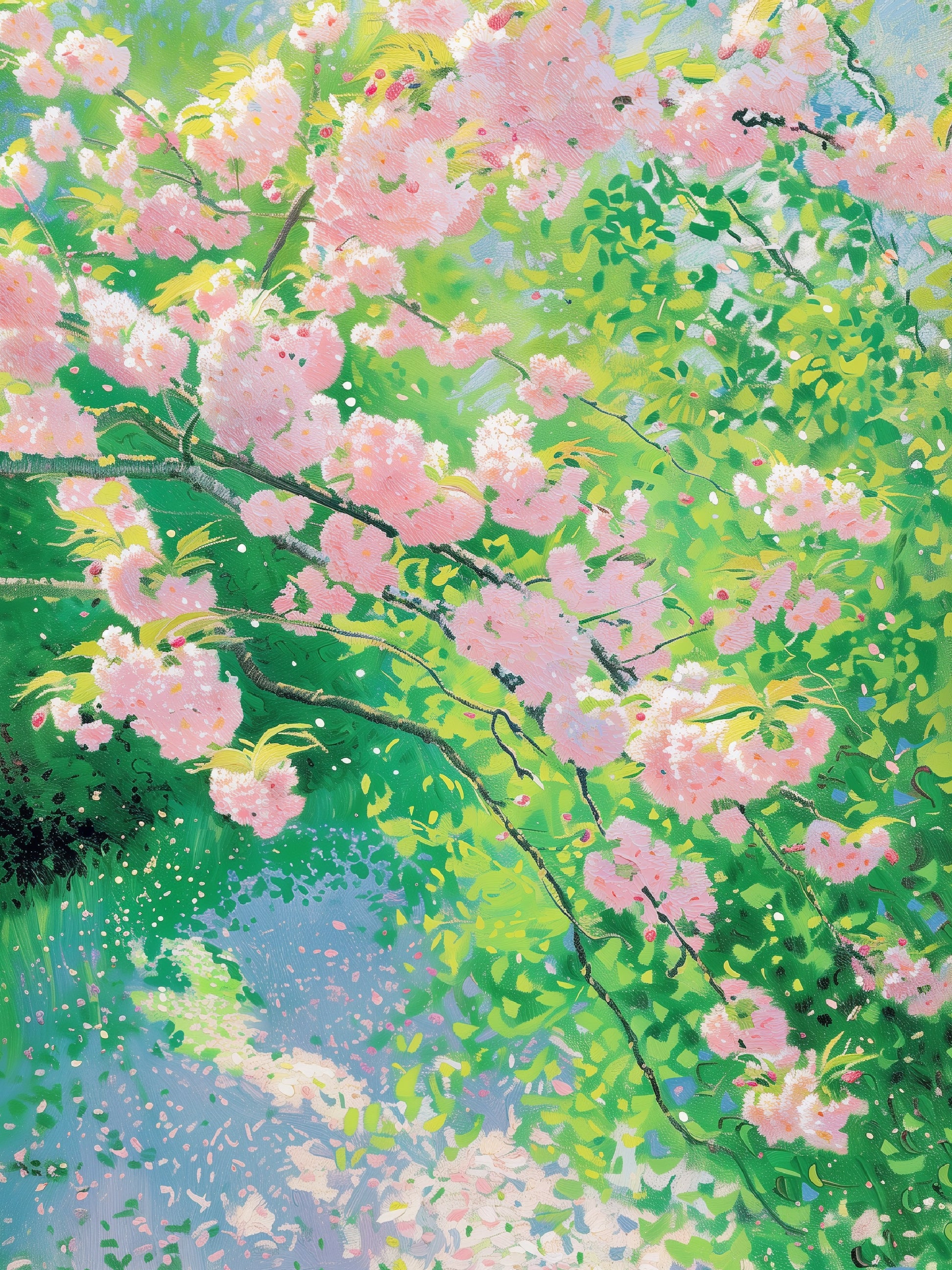 Cherry Blossom Garden Springtime Nature Print