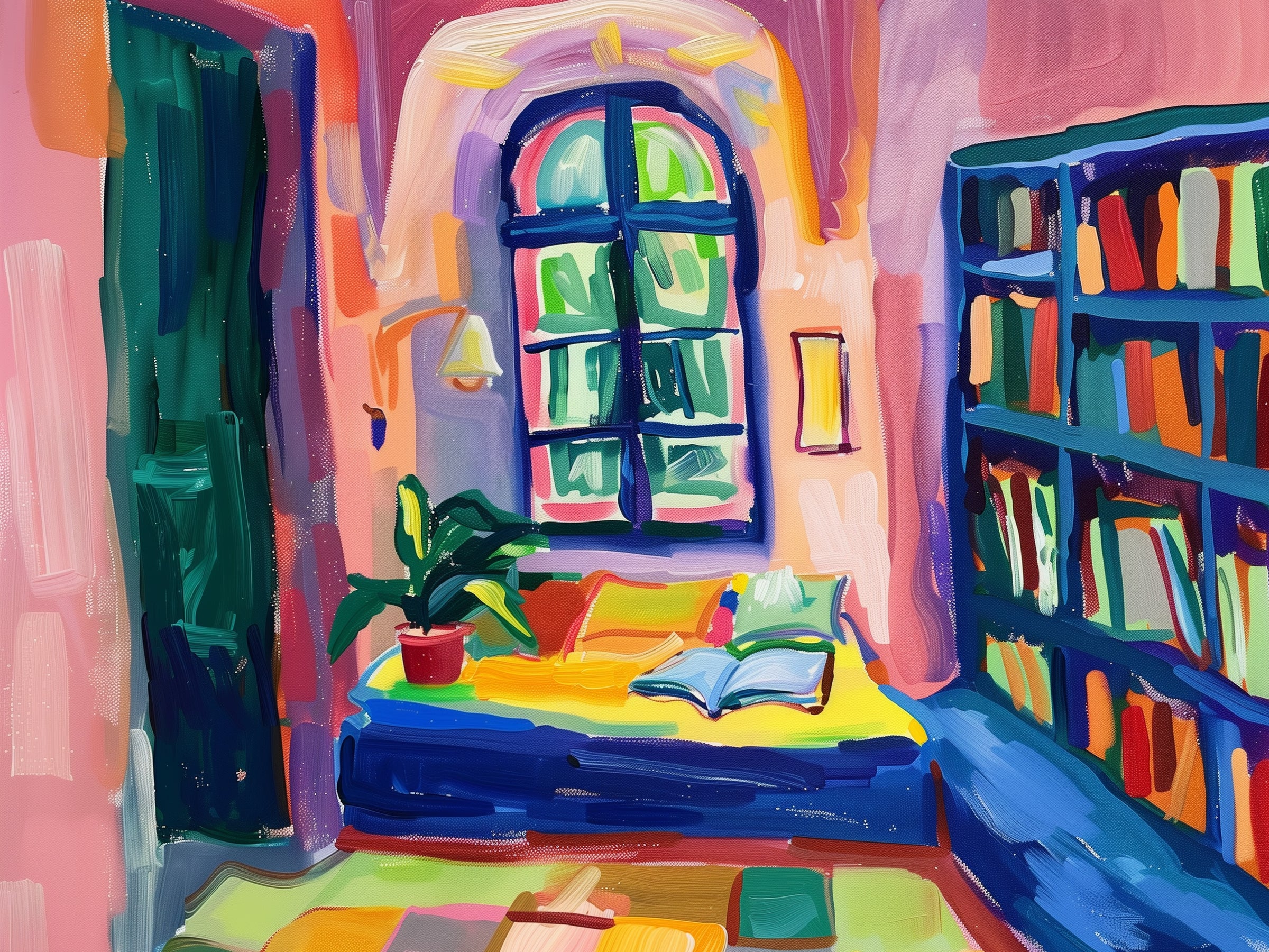Impression d'art sur le coin lecture confortable
