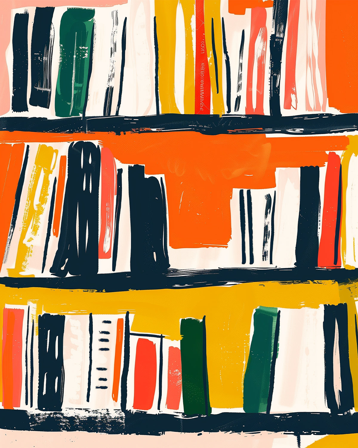 Abstract Colorful Bookshelf Print