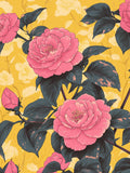 Imprimé camélia en fleurs