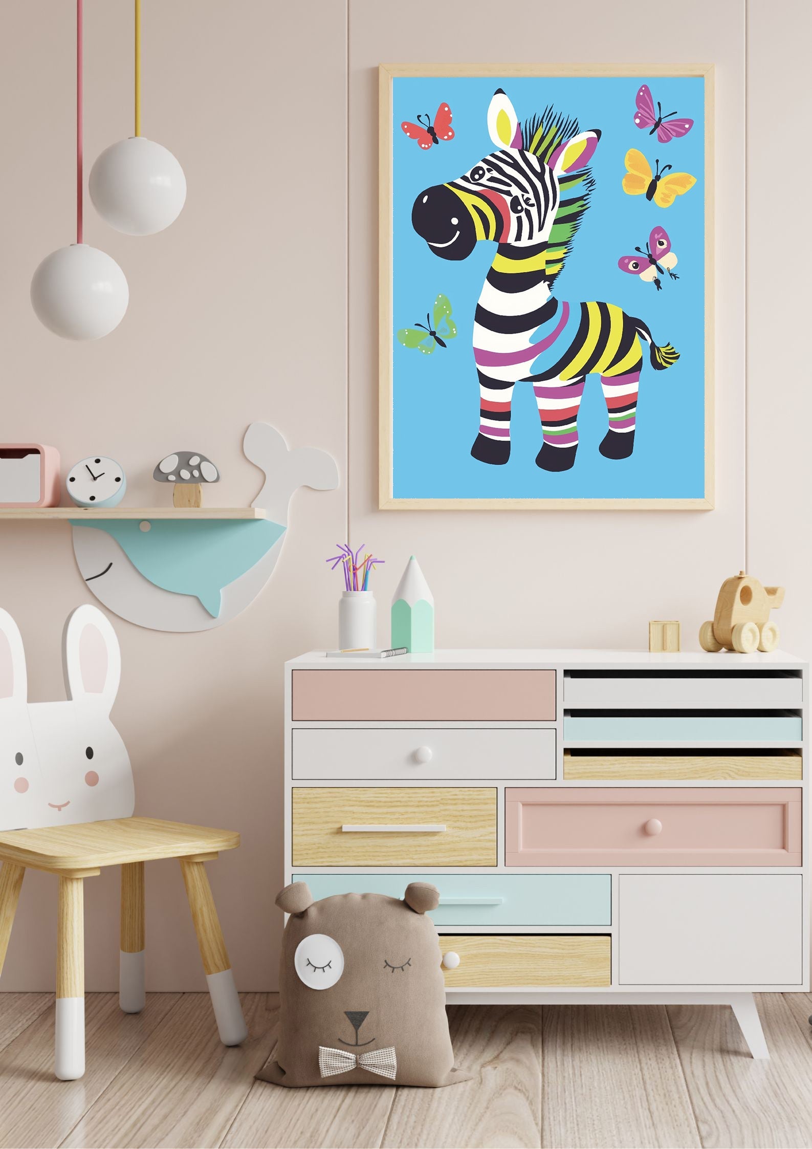 Regenbogen-Zebra-Druck