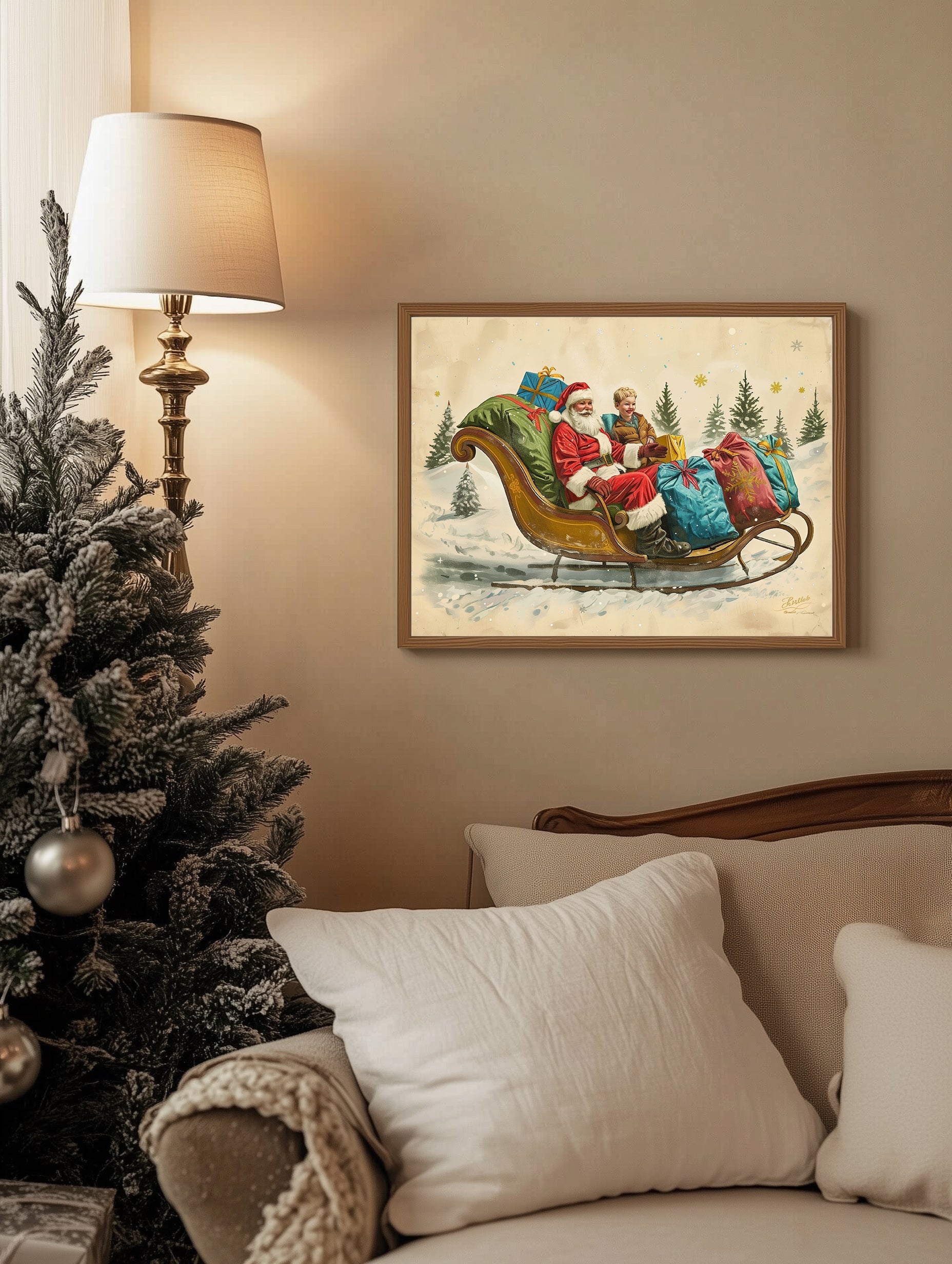 Impression de balade en traîneau avec joyeux Noël
