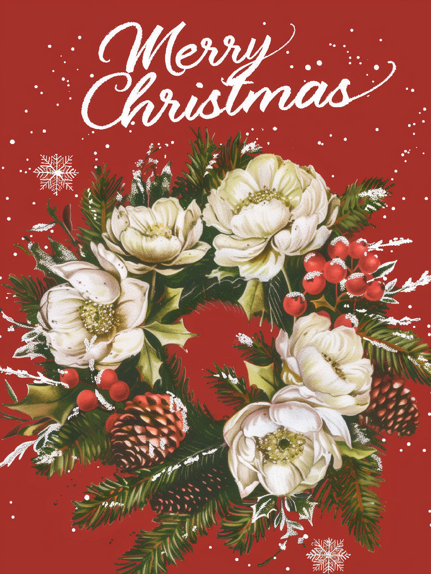 Couronne de Noël festive imprimée