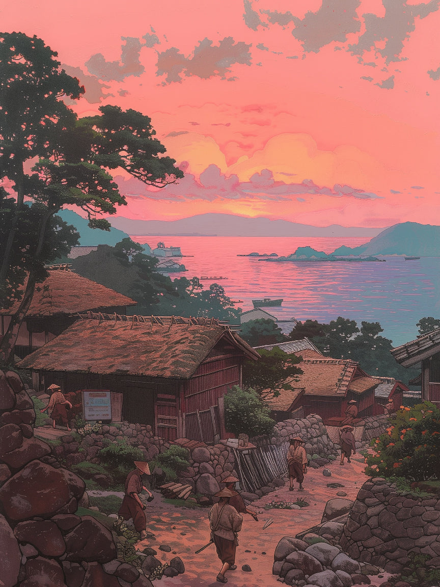 Dorf Dämmerung Druck