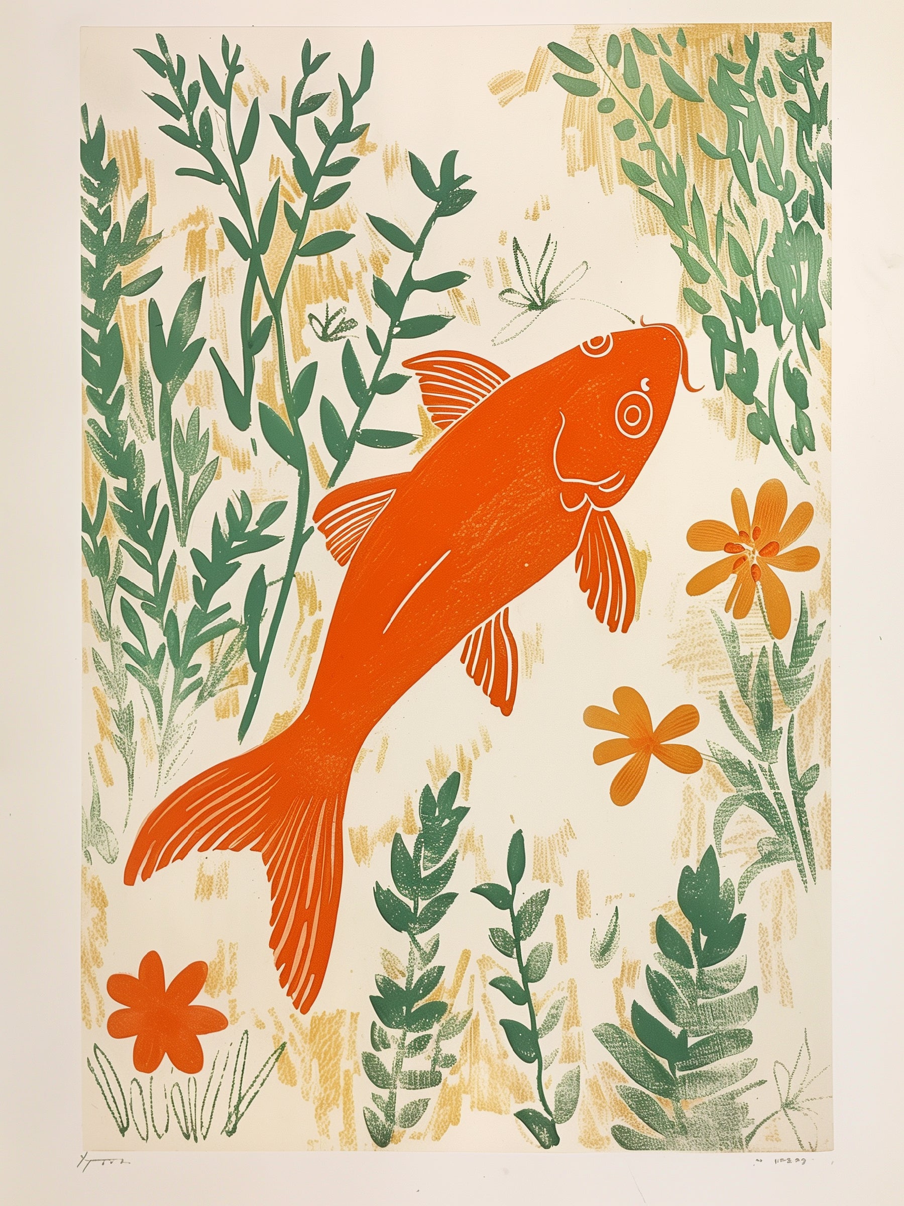 Impression de rêve de poisson rouge