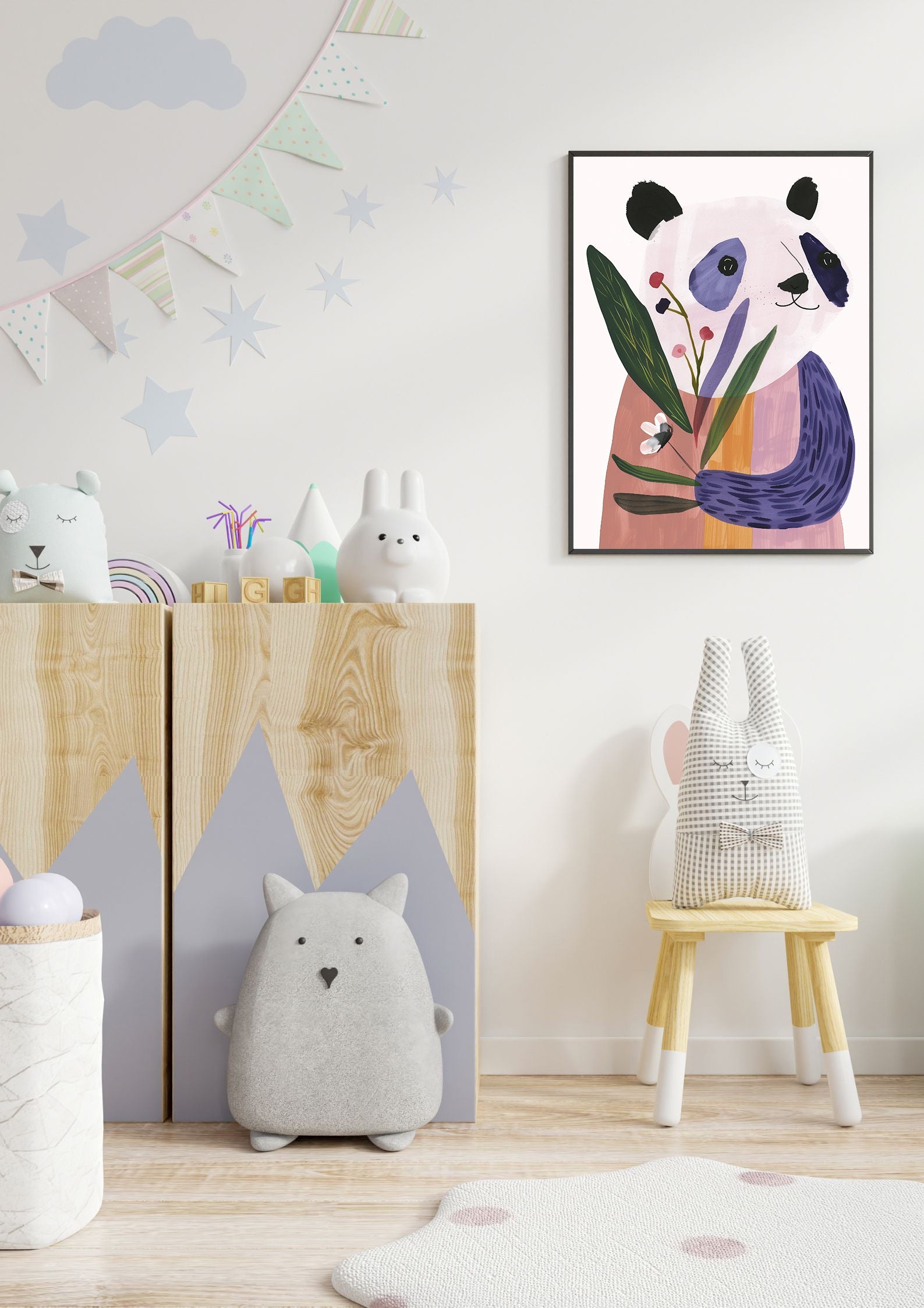 Niedlicher lila Panda-Druck