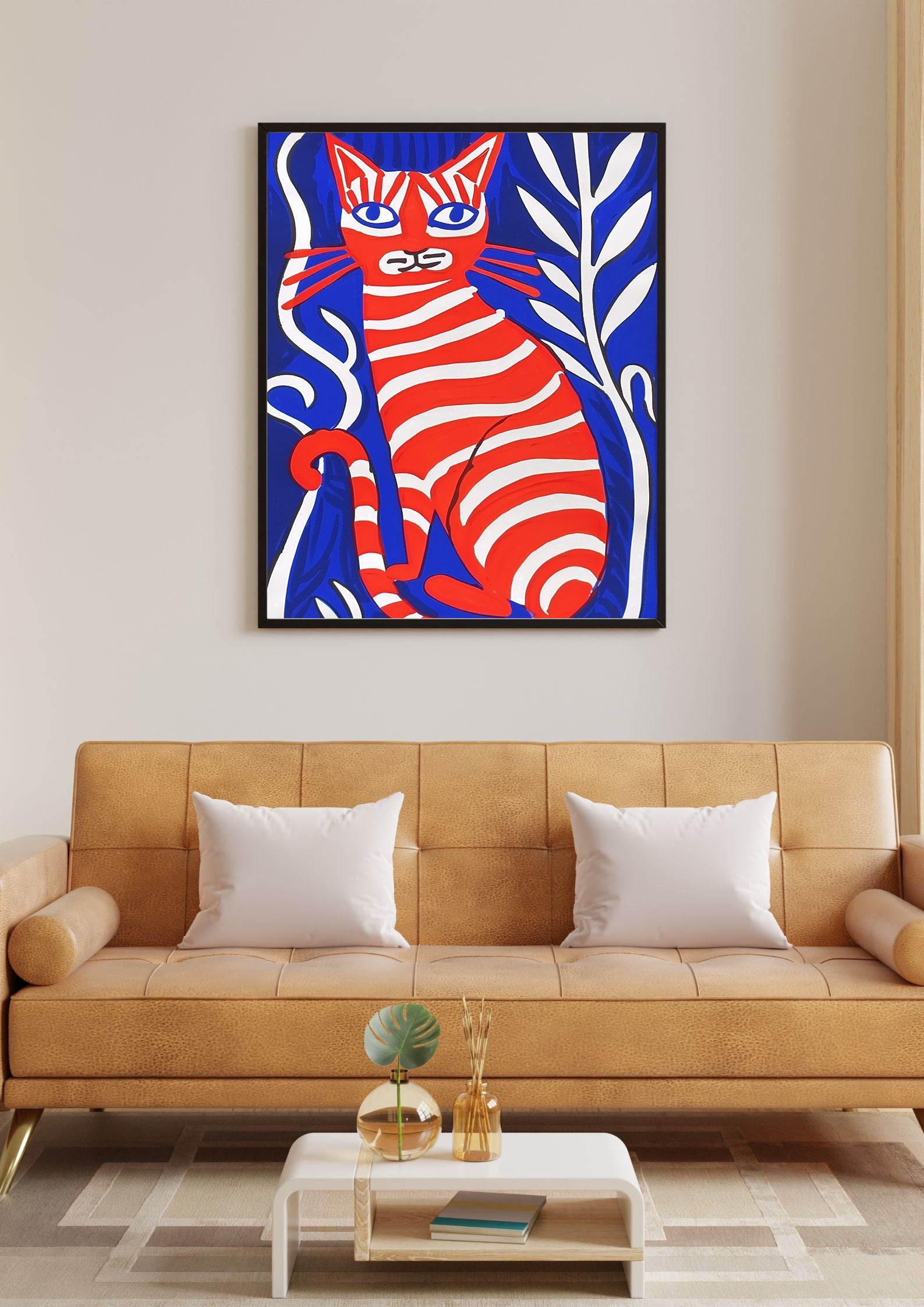 Playful Orange Cat Print