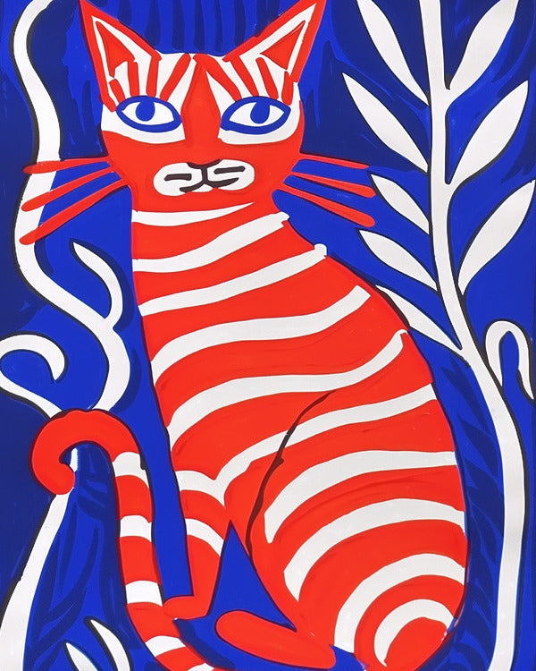 Playful Orange Cat Print
