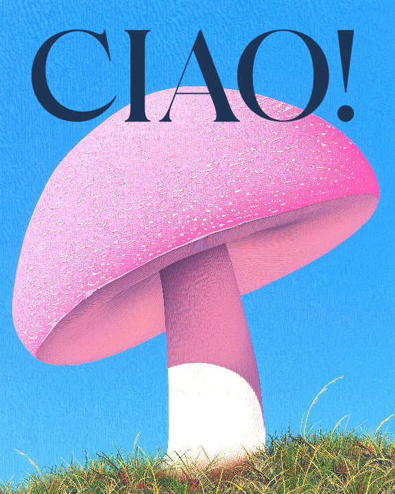 Ciao ! Imprimé champignon rose