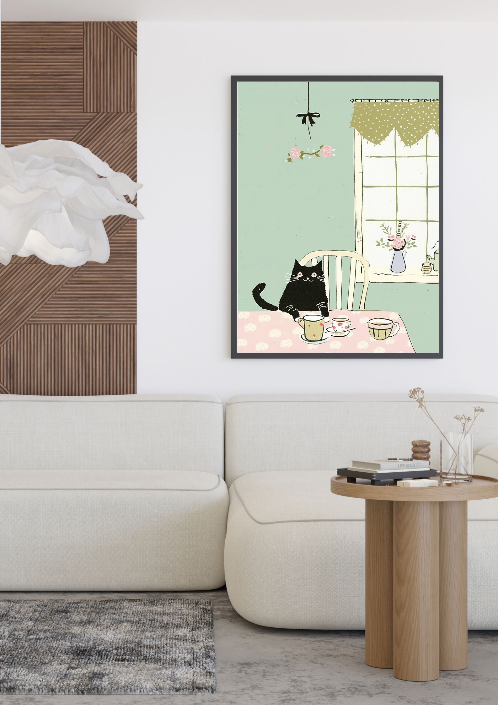 Impression de fenêtre avec un chat douillet