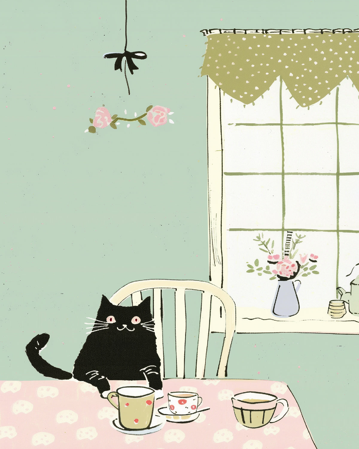 Impression de fenêtre avec un chat douillet