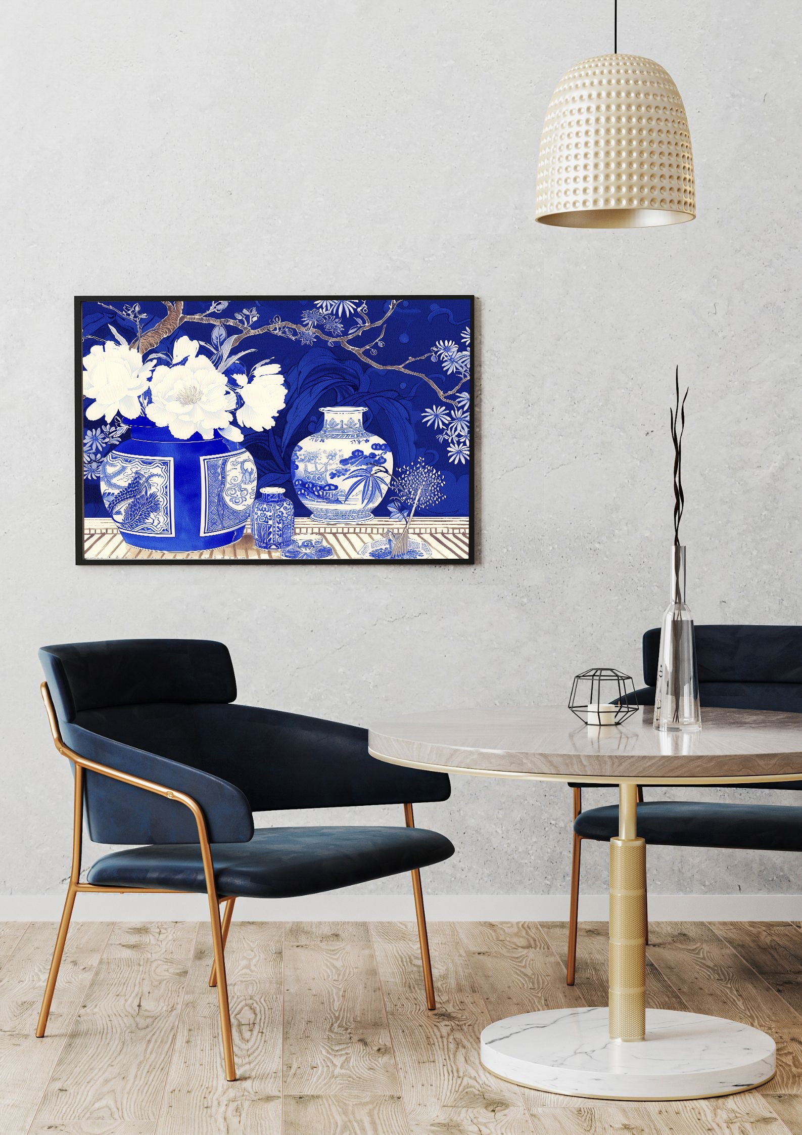 Blaue Porzellanvase Druck