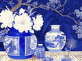 Vase en porcelaine bleu imprimé