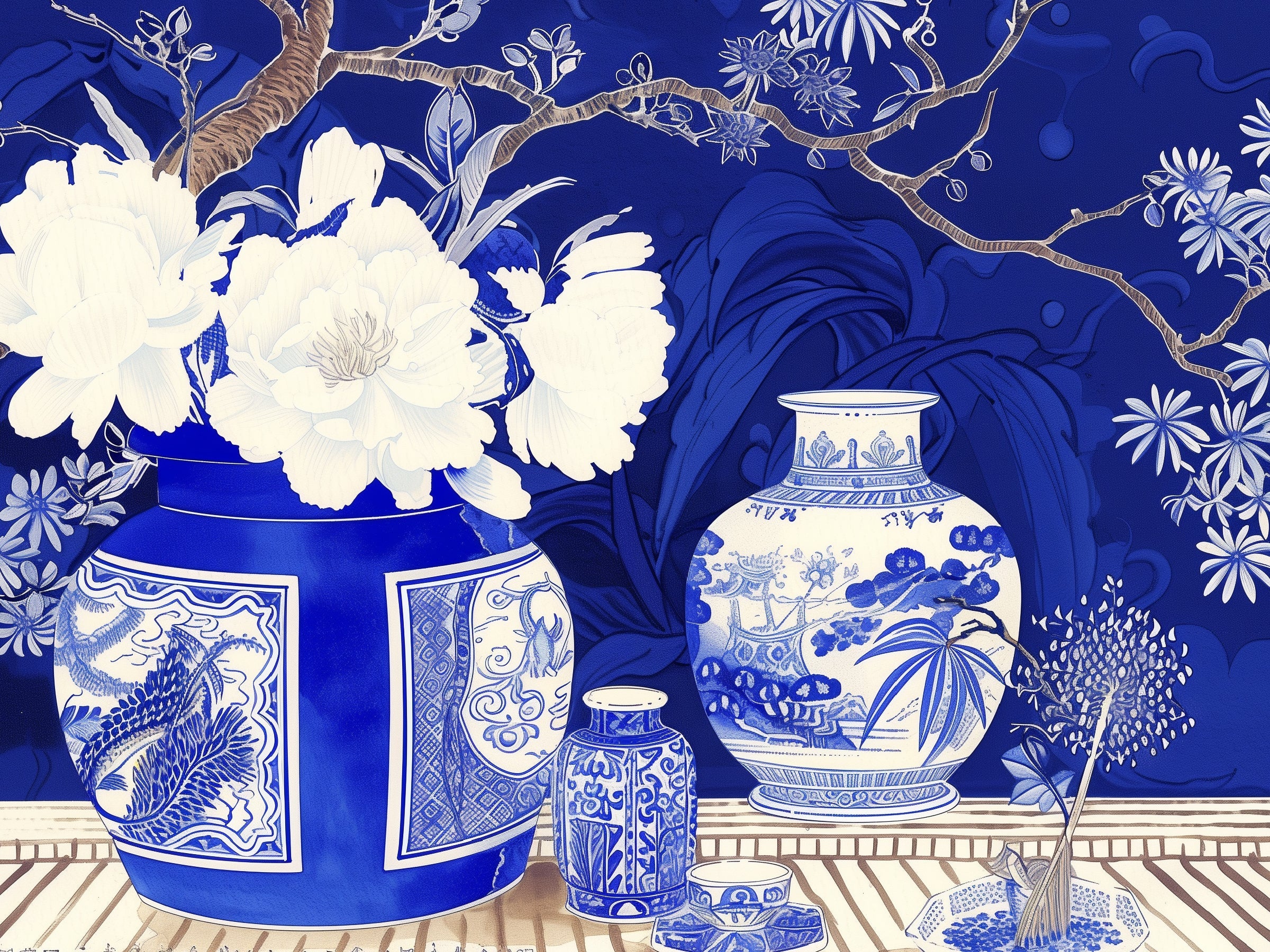 Blaue Porzellanvase Druck