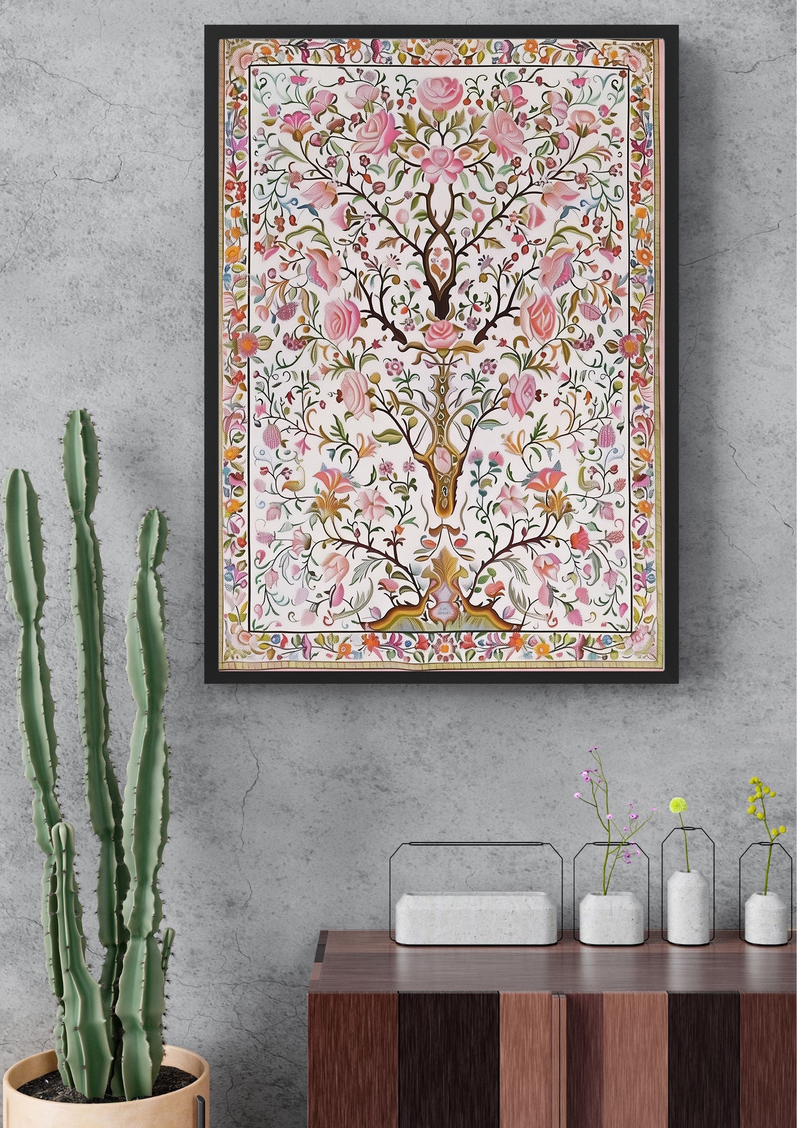 Motif imprimé d'arbre fleuri