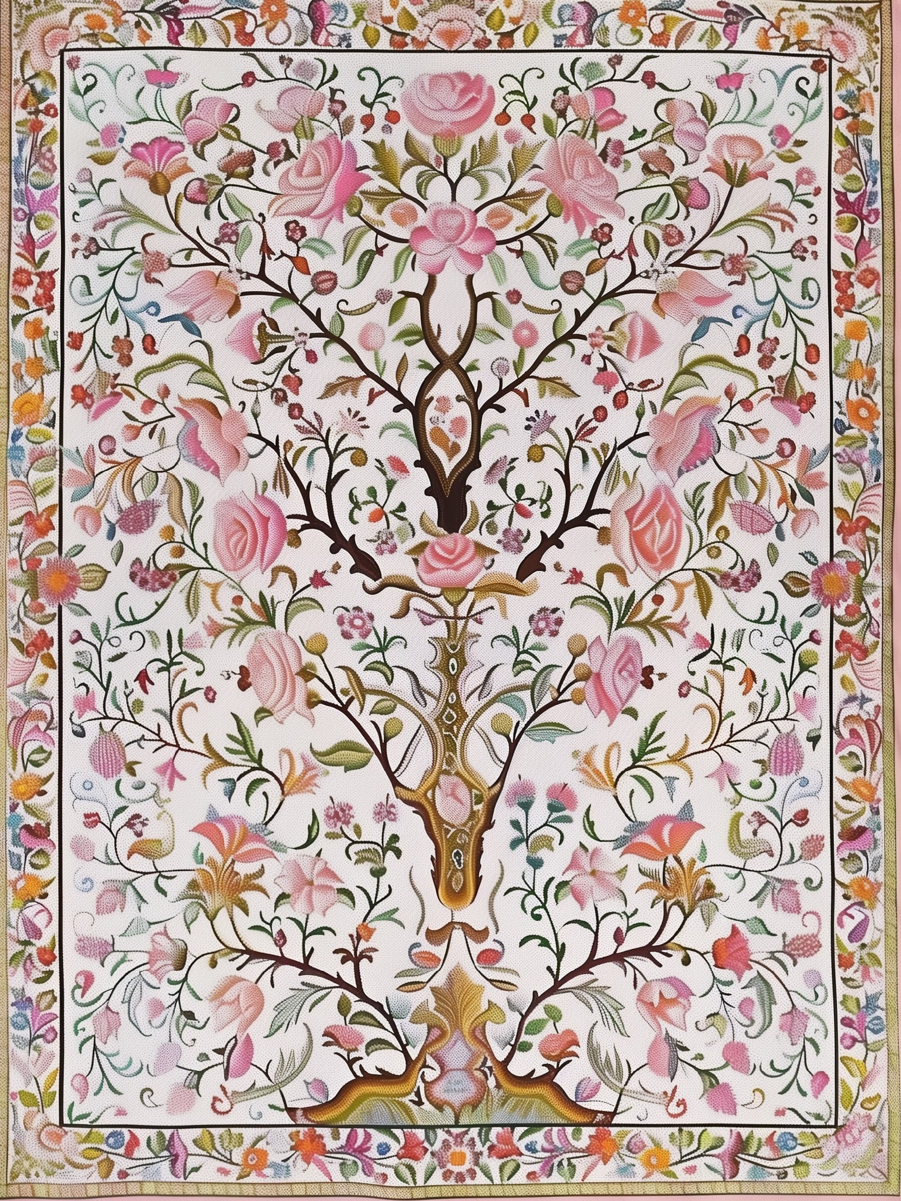 Motif imprimé d'arbre fleuri