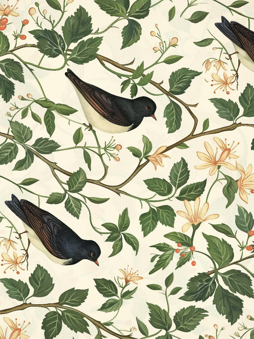 Imprimé à motifs d'oiseaux et de fleurs