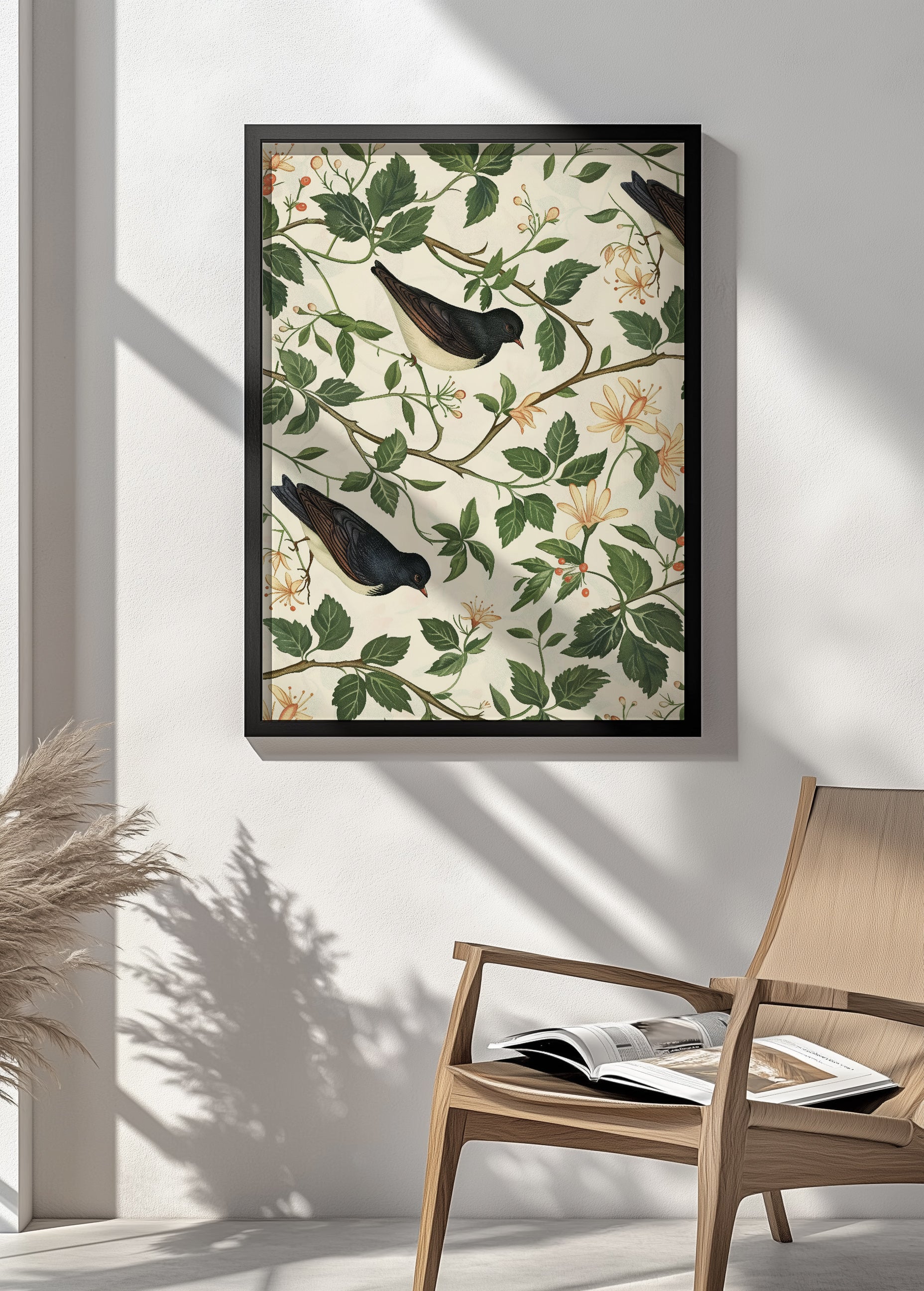 Imprimé à motifs d'oiseaux et de fleurs