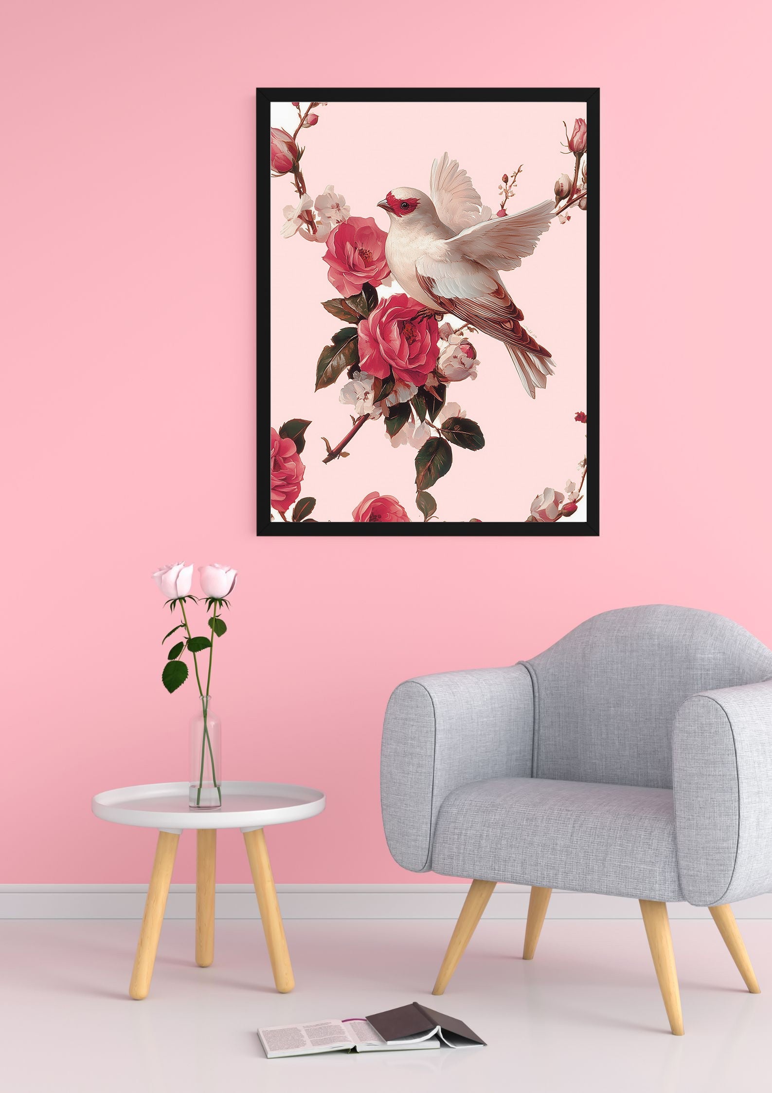 White Dove and Blooms Print