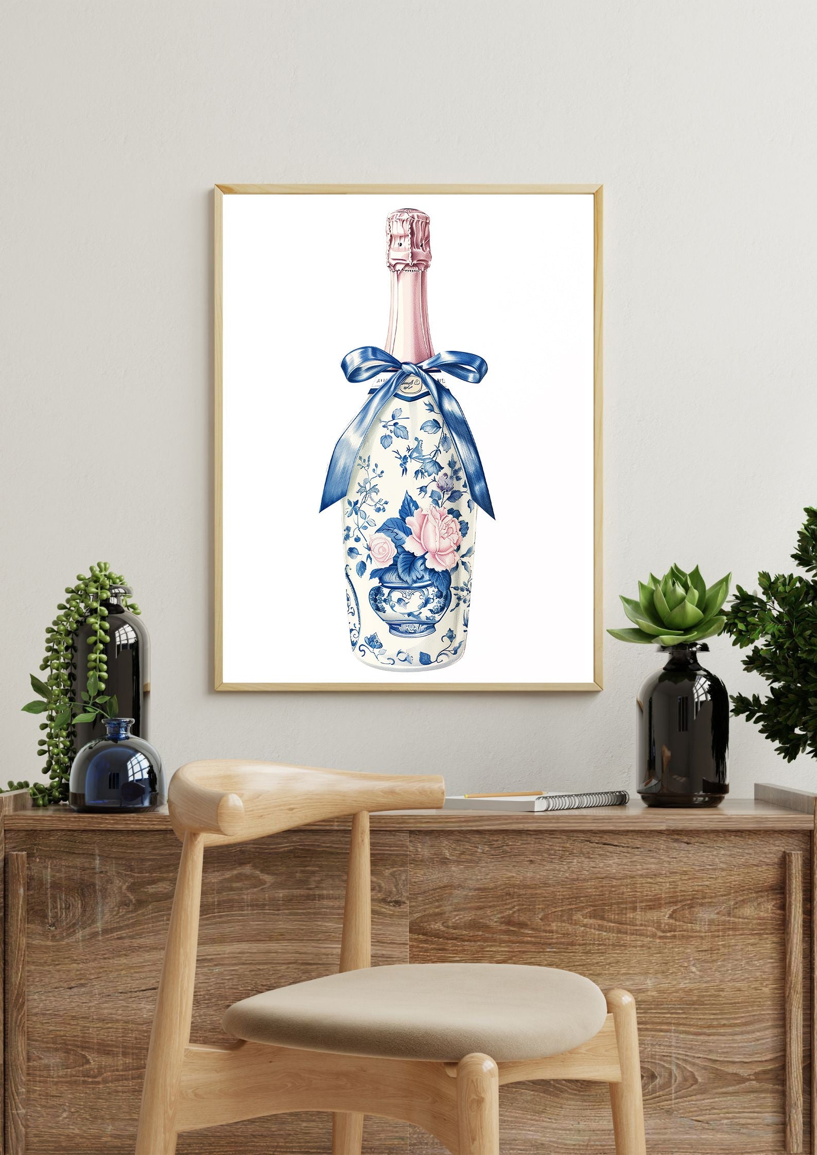 Coastal Champagne Bottle Print