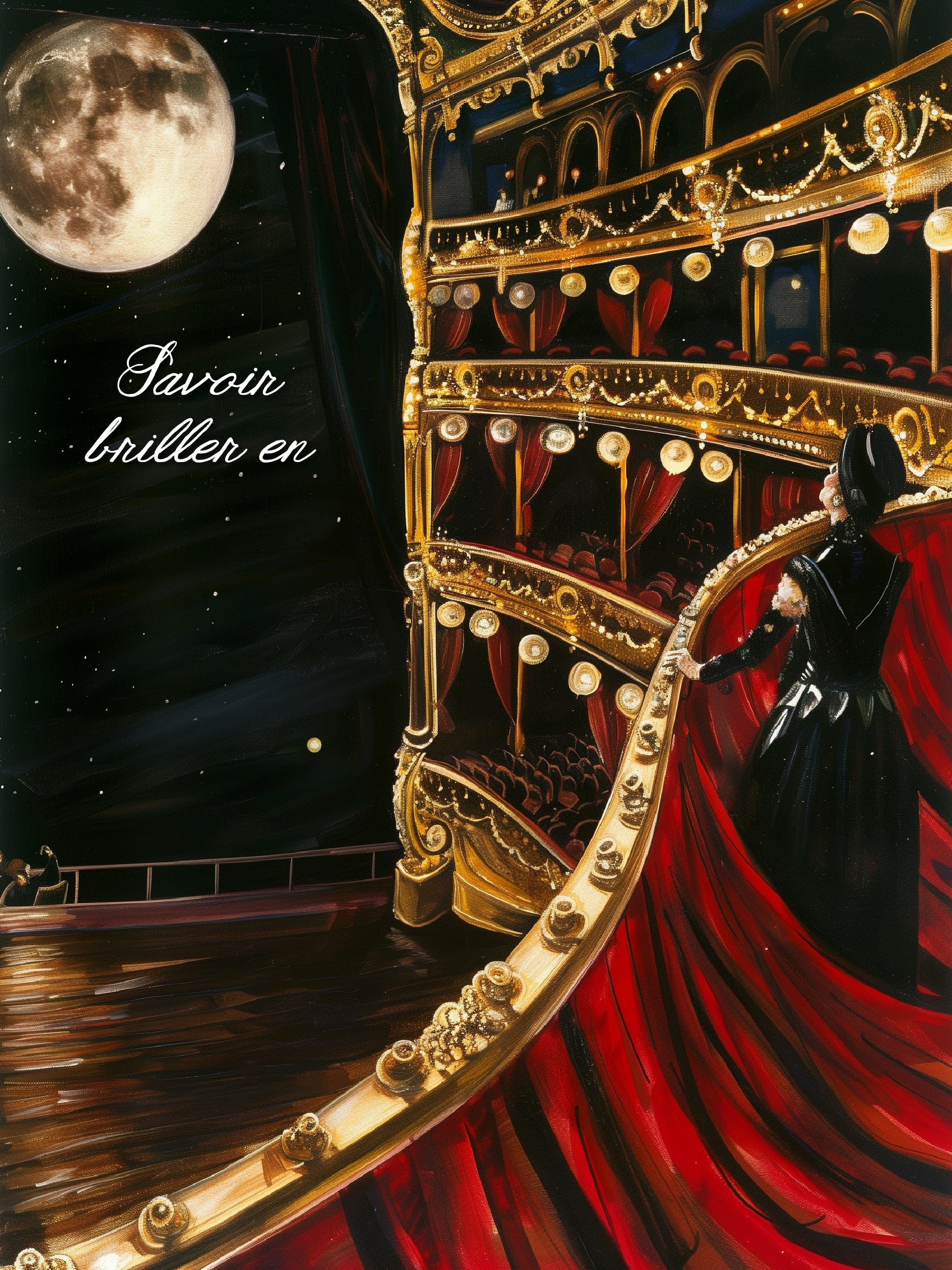 Moonlit Grand Theater Aristocratic Elegance Opera Print