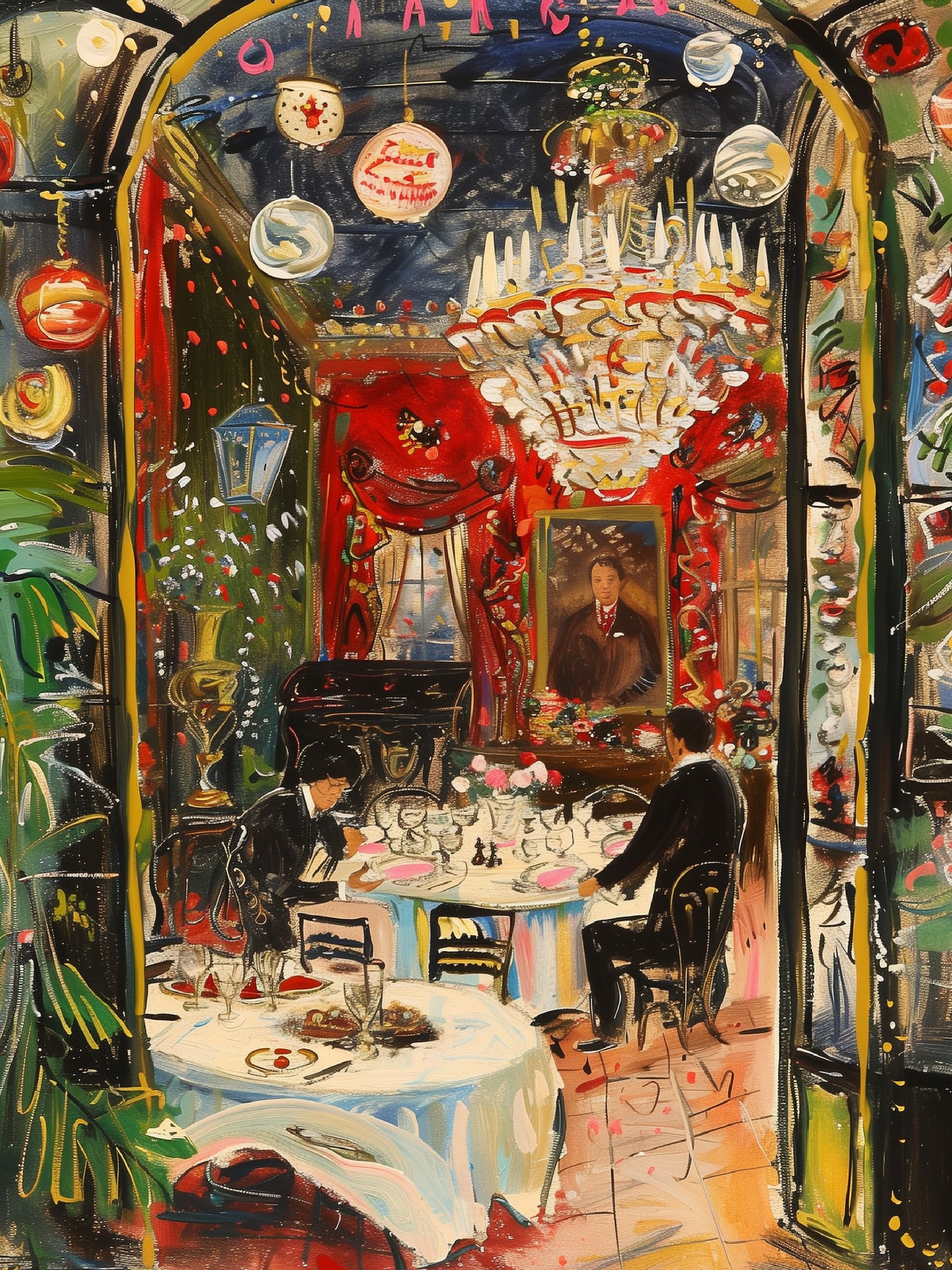 Parisian Fine Dining Romantic Art Print