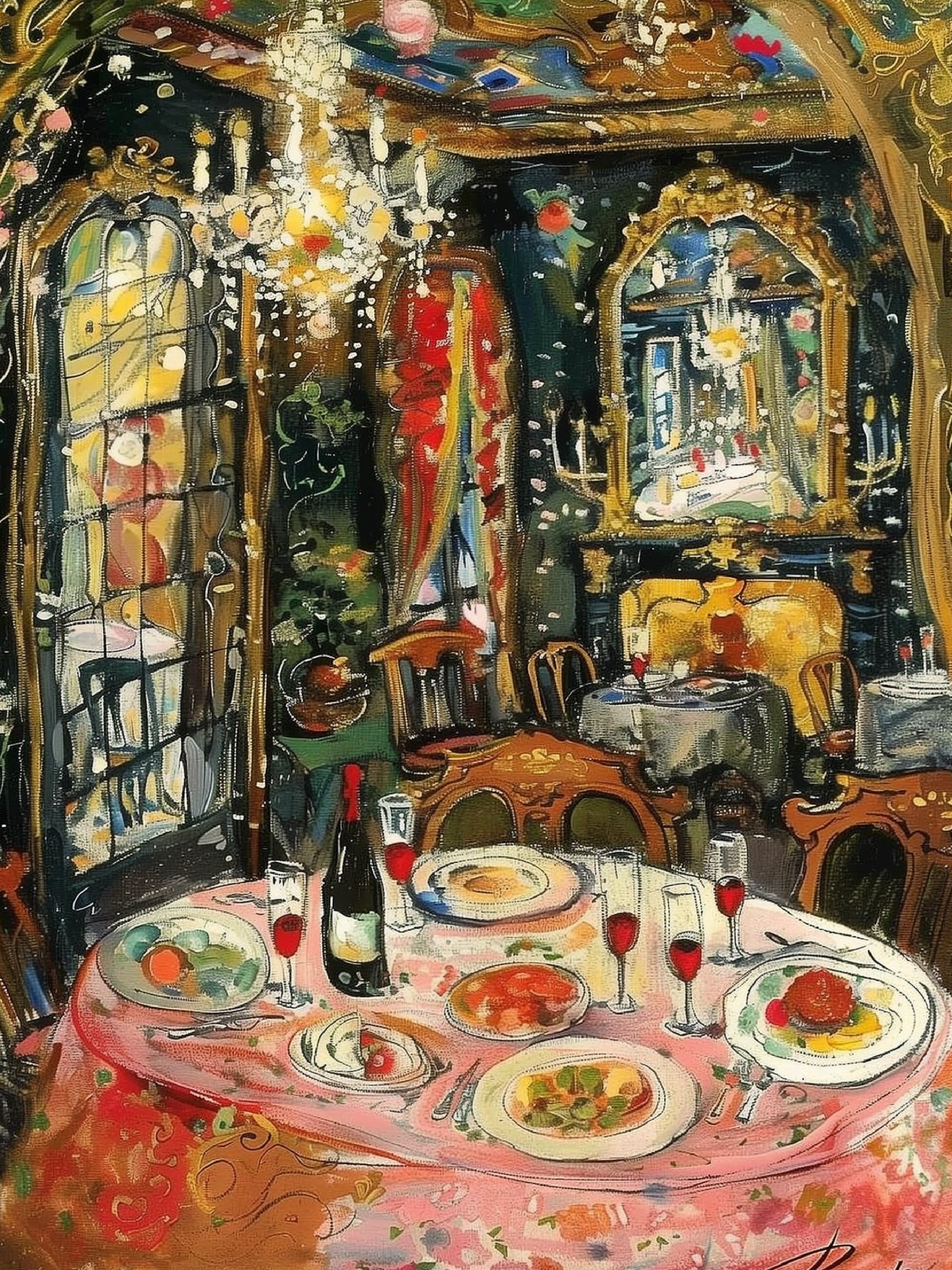 Elegant Parisian Fine Dining Ambiance Art Print