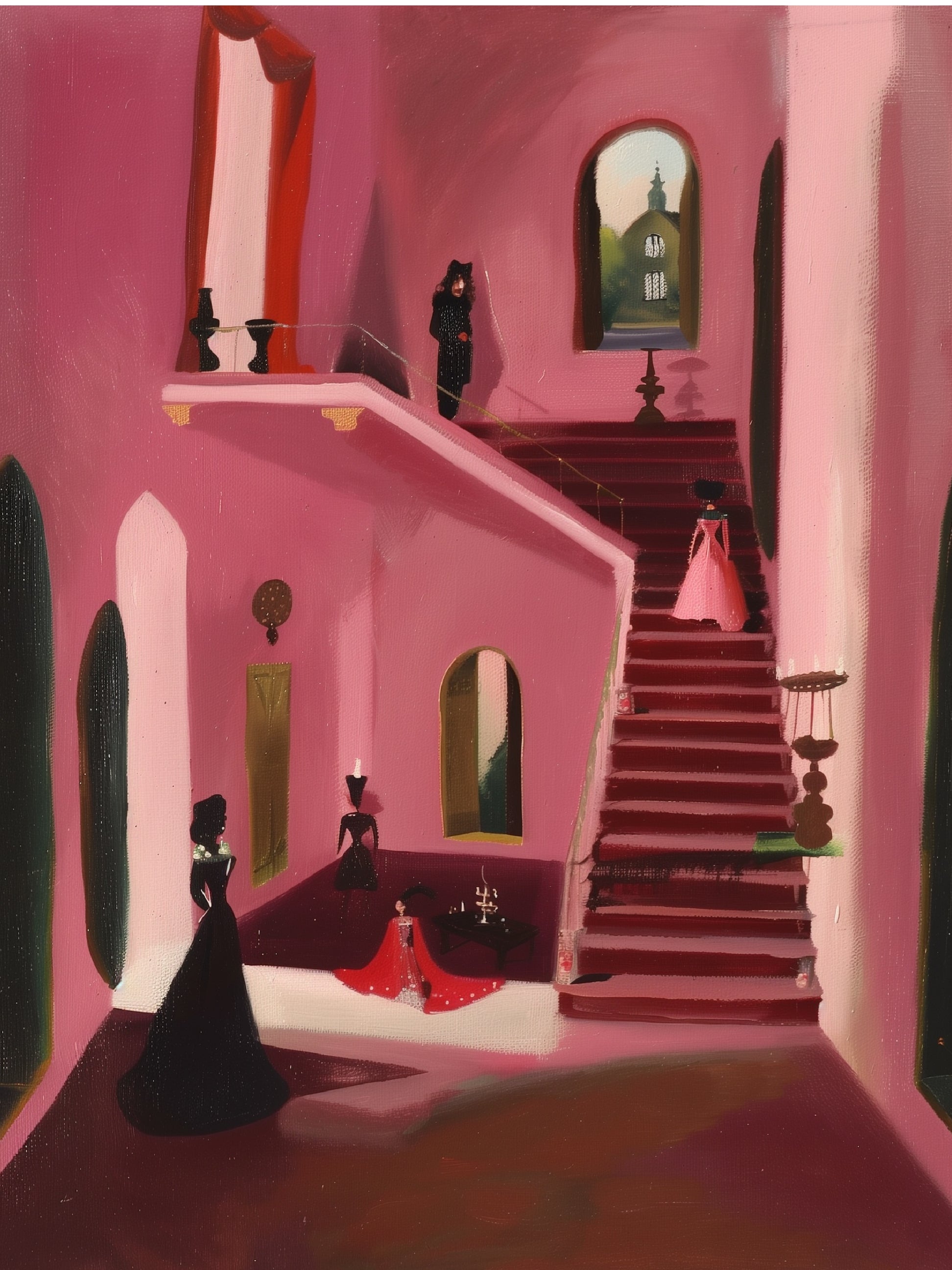 Grand Pink Manor Aristocratic Elegance Art Print