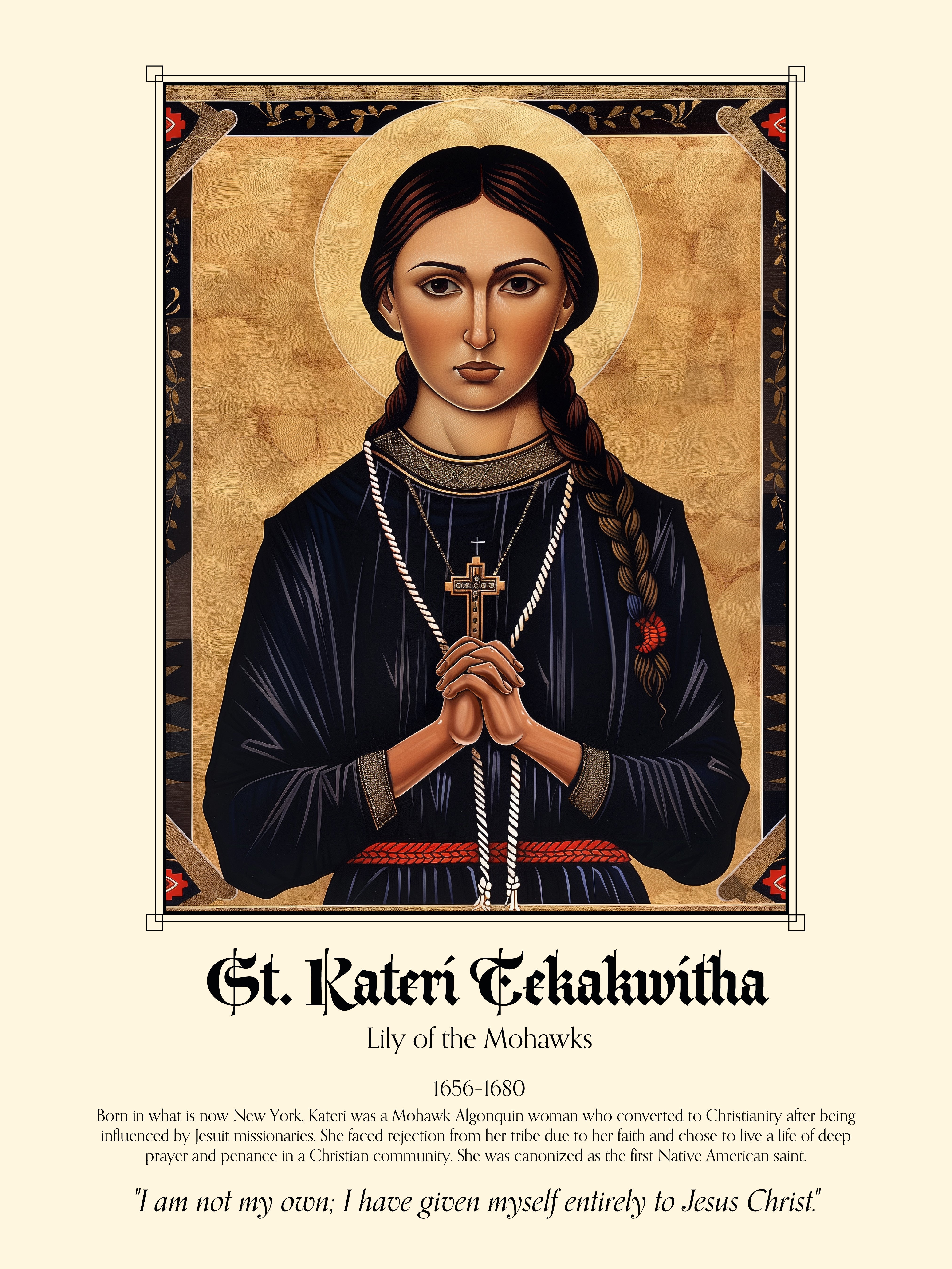 Saint Kateri Tekakwitha Poster - First Native American Catholic Saint Print