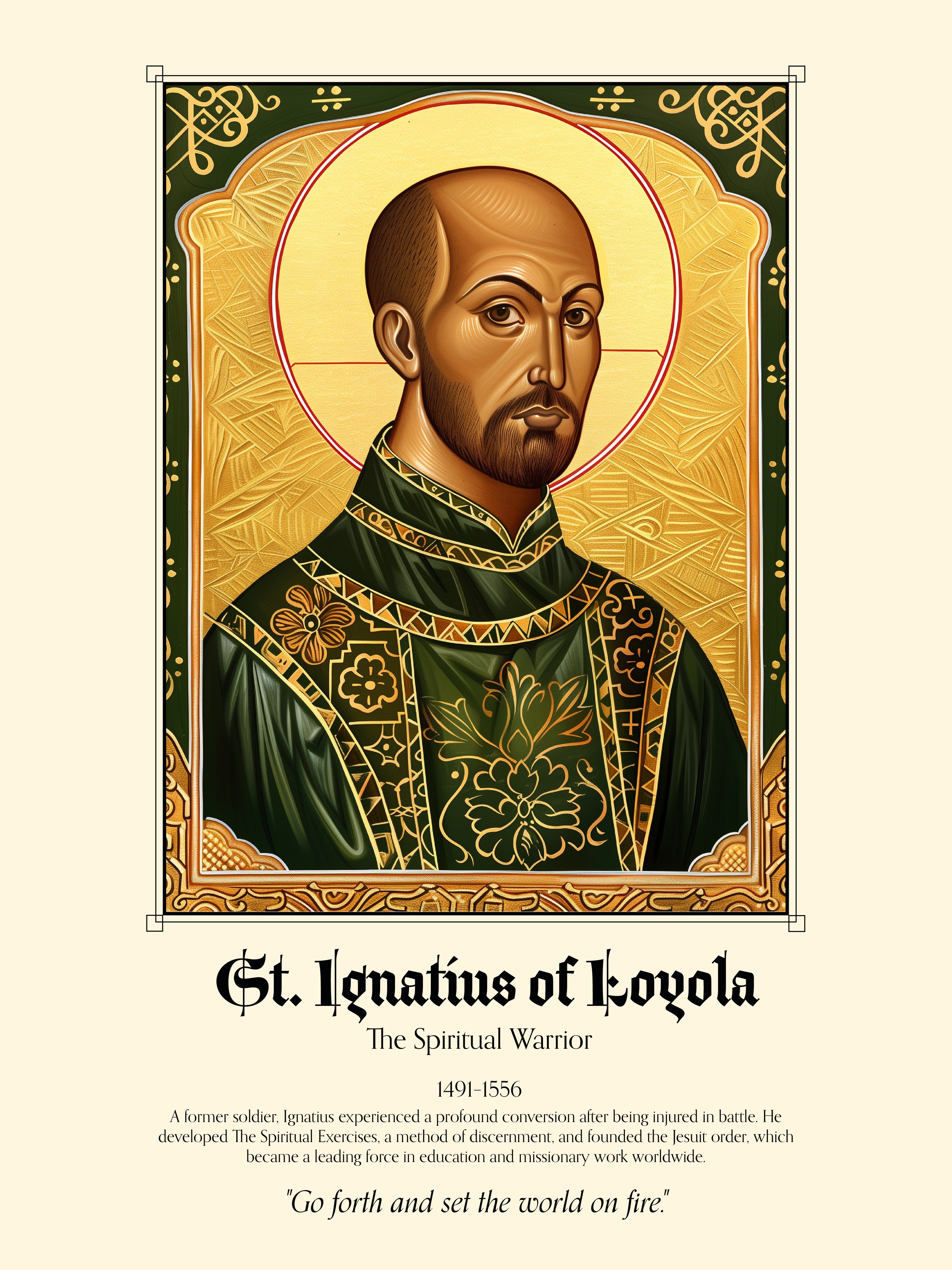 St. Ignatius of Loyola Poster – Jesuit Founder Catholic Icon Wall Art Print