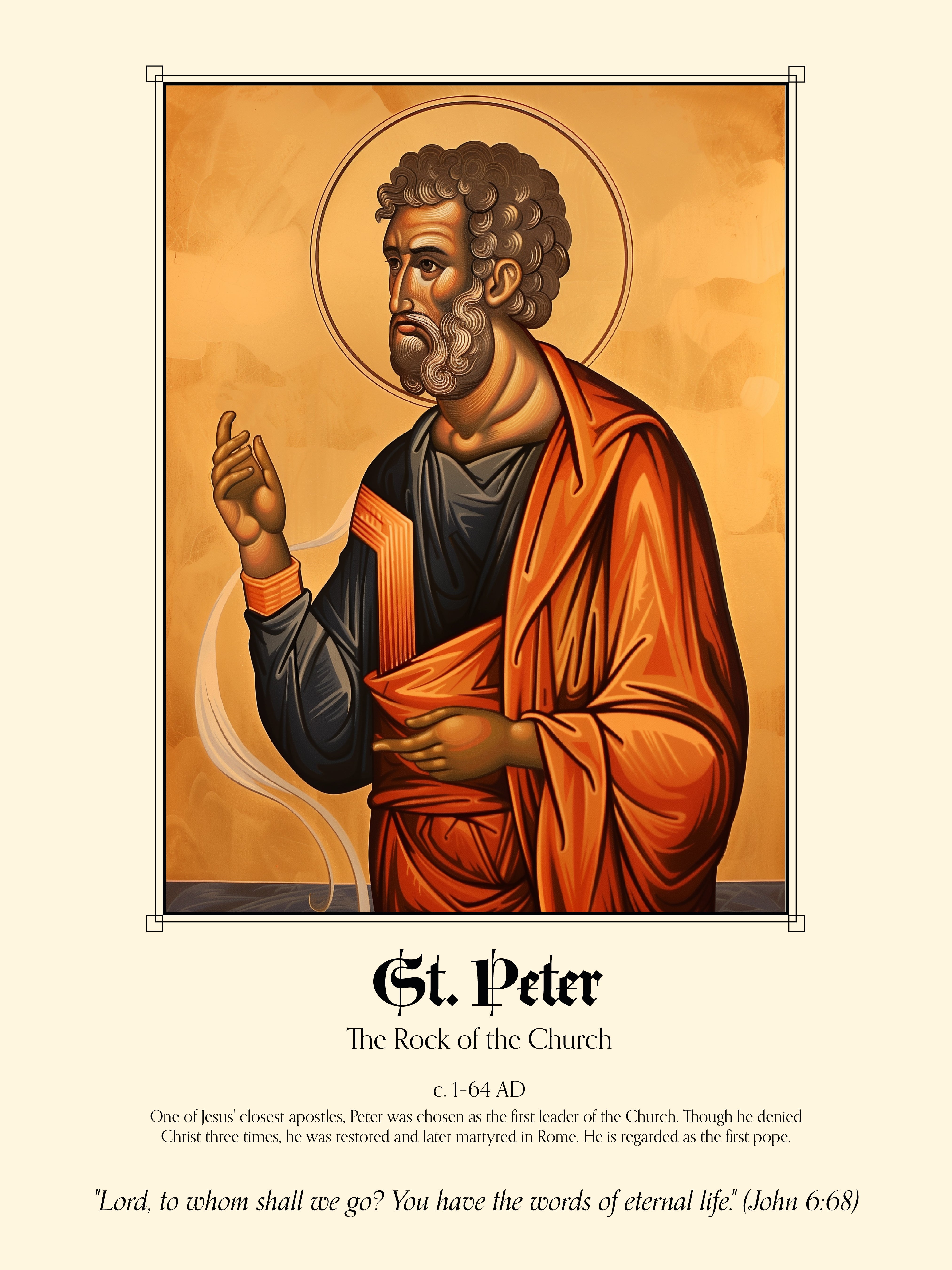 St. Peter the Apostle Poster – First Pope Christian Icon Wall Art Print