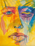 Impression abstraite de visage à l'aquarelle