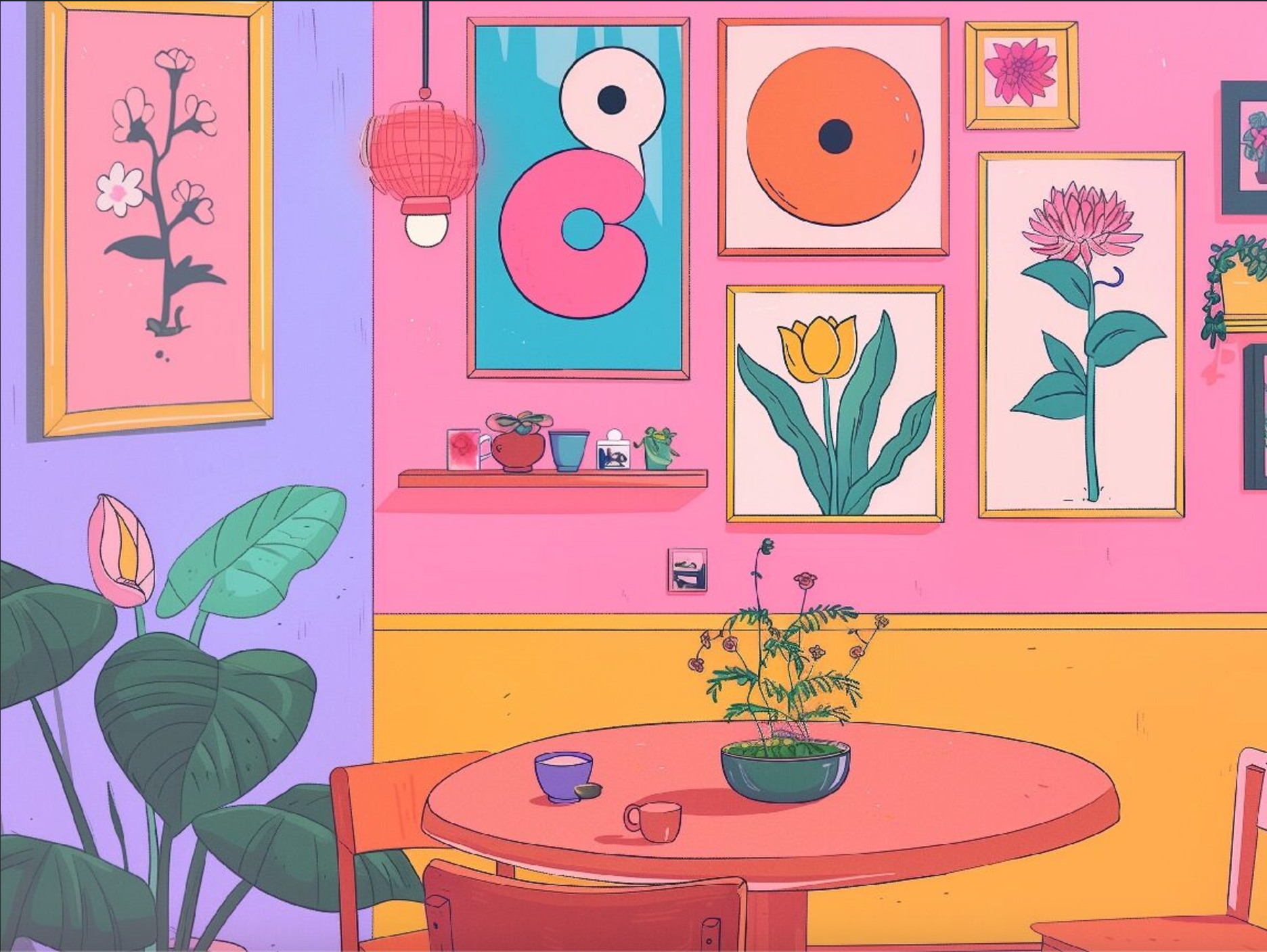 Imprimé coloré pour une salle à manger