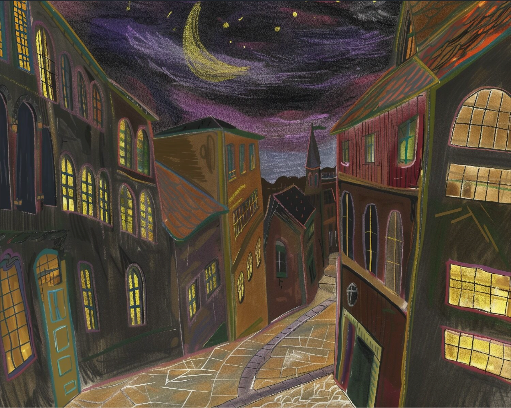 Stadtbild Lichter Druck