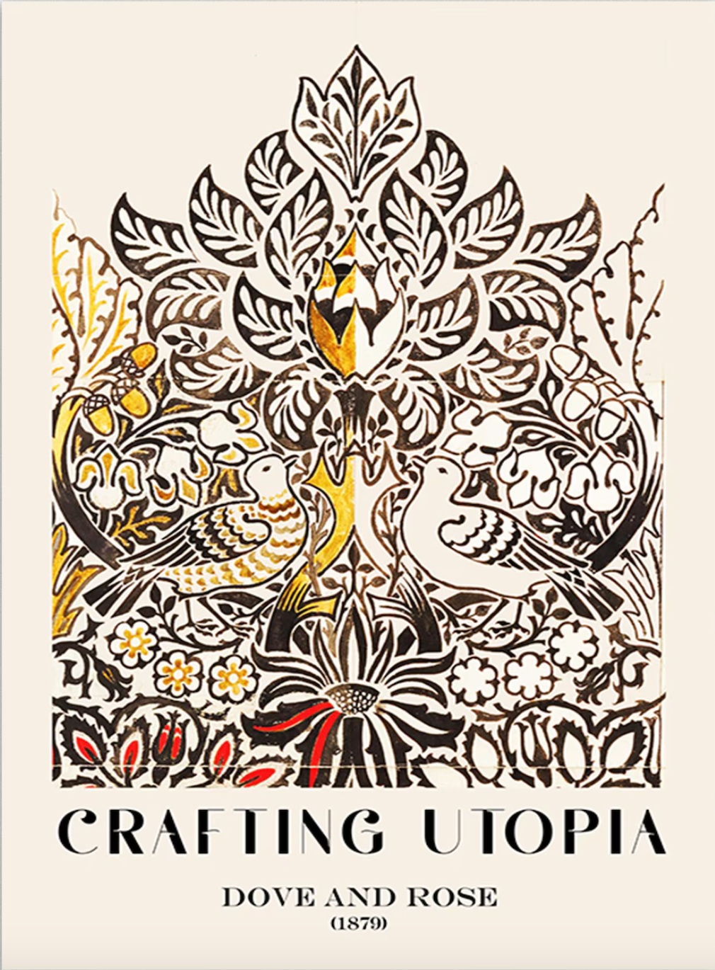 Dove and Rose Wall Art Print - Floral and Bird Artwork Poster