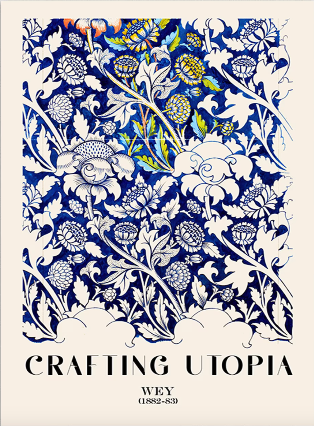 Wey Floral Wall Art Poster - William Morris Blue and White Flower Pattern