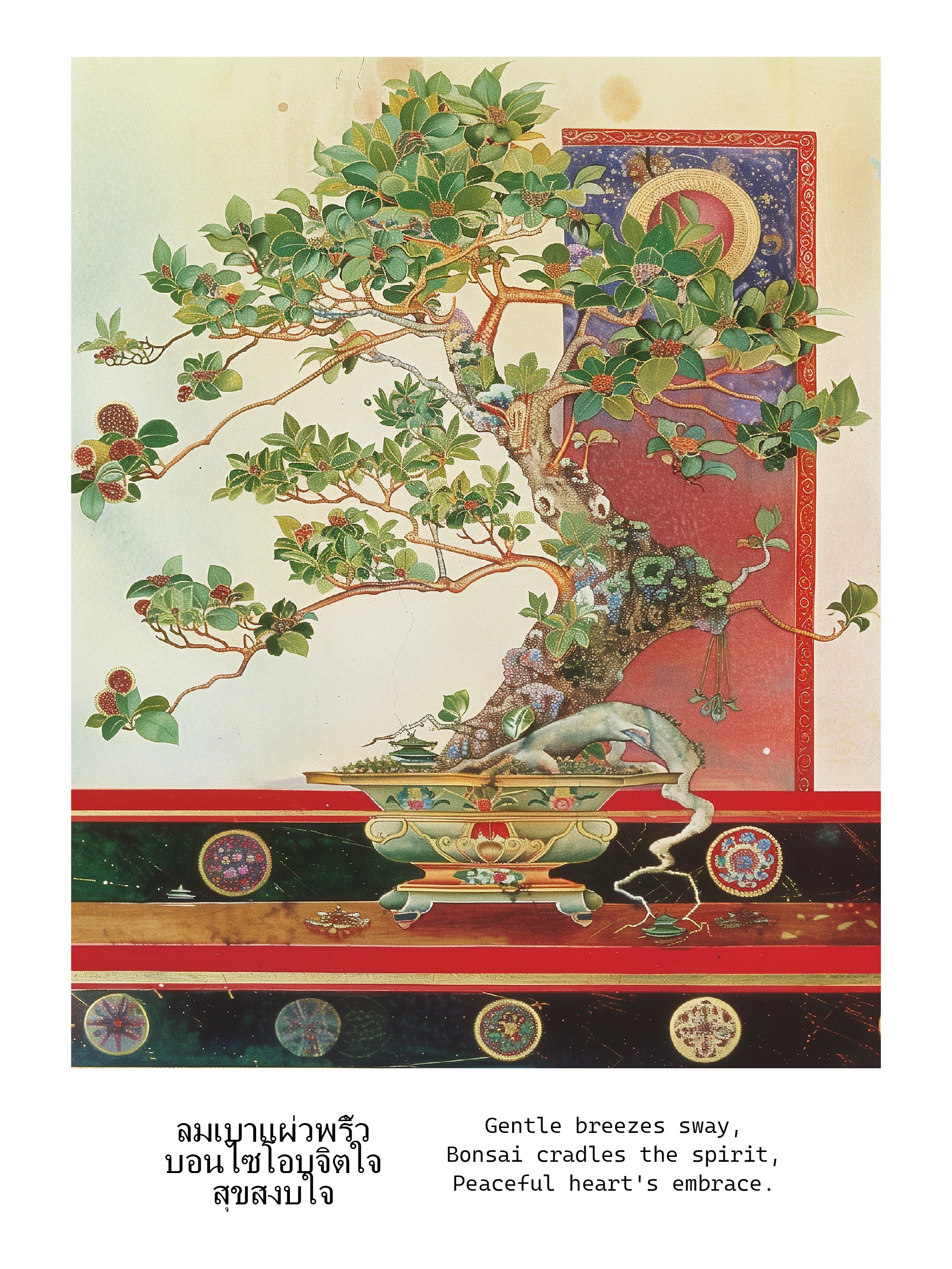 Bonsai Spirit Peaceful Embrace Thai Print