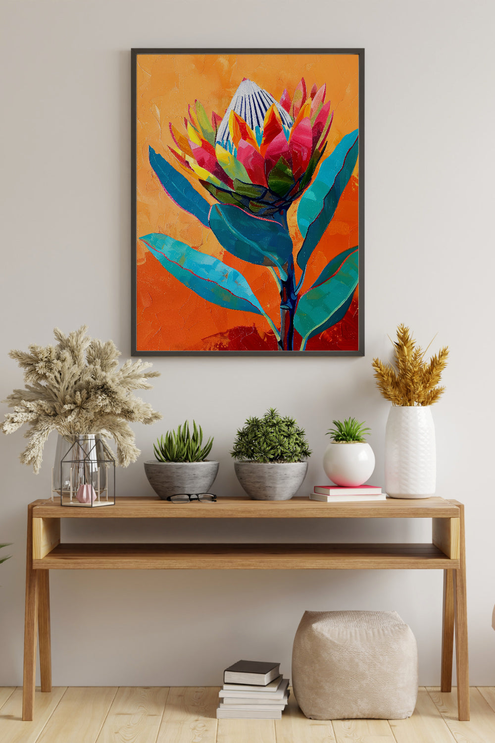 Strahlender Protea-Blütendruck
