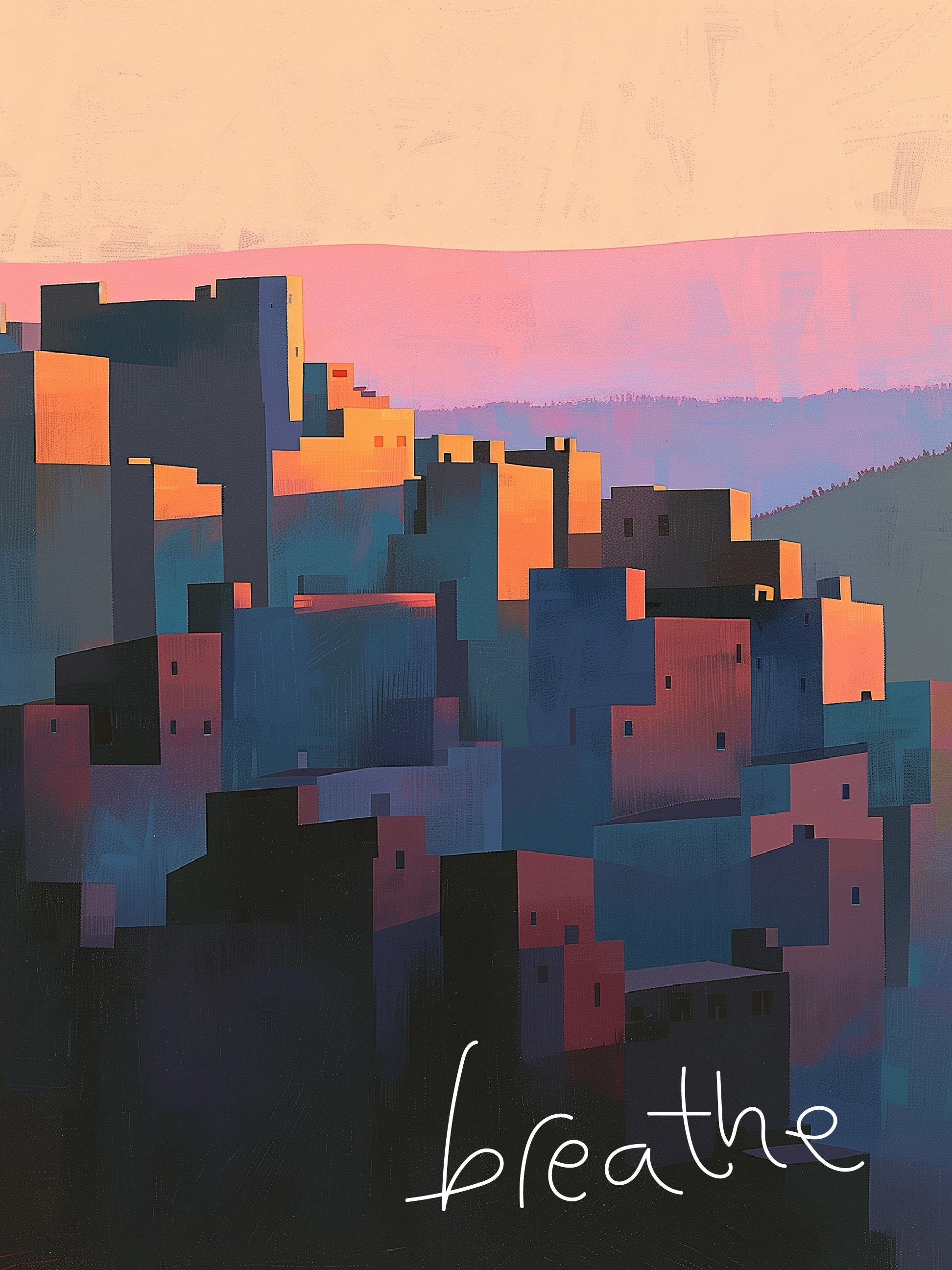 Sunset Over Urban Silhouettes Print