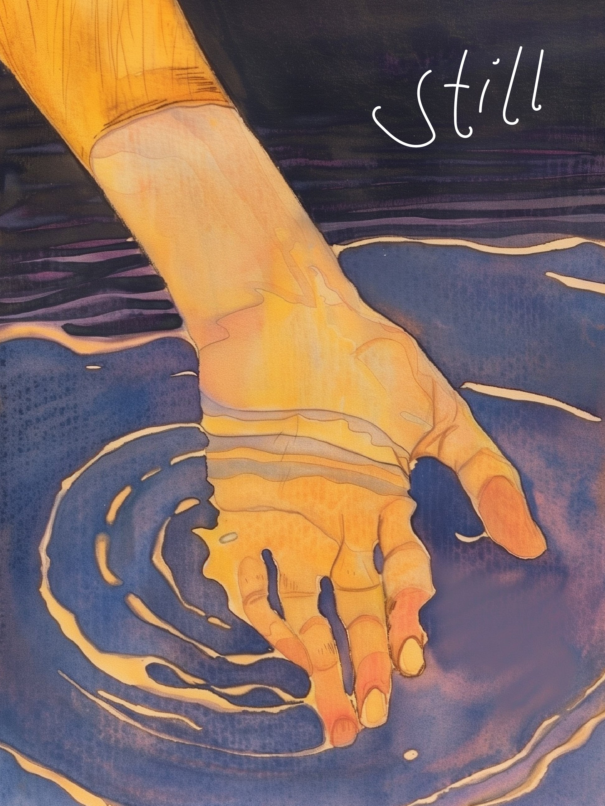 Hand in Water Reflection Print