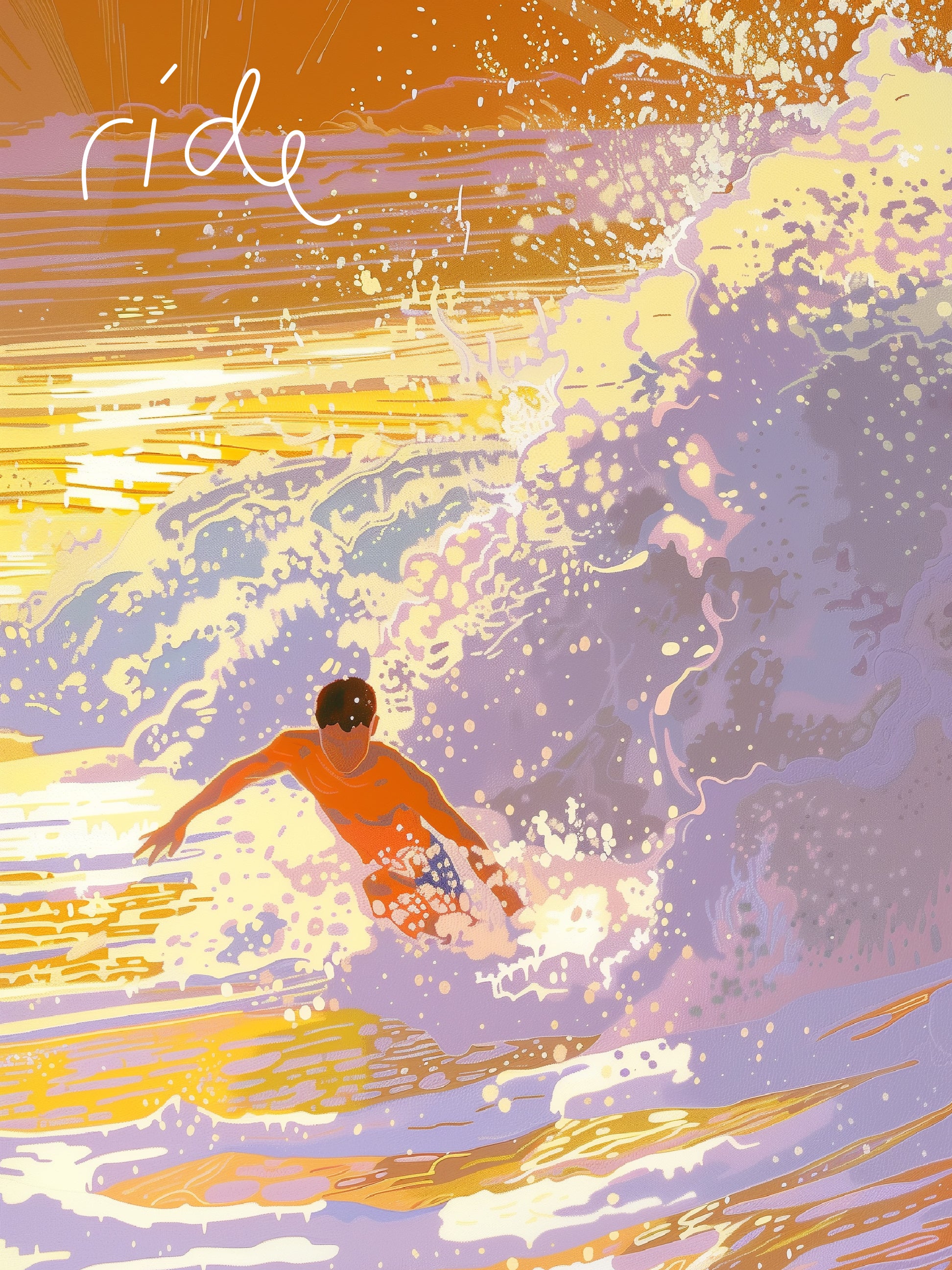 Surfer Riding the Waves Print