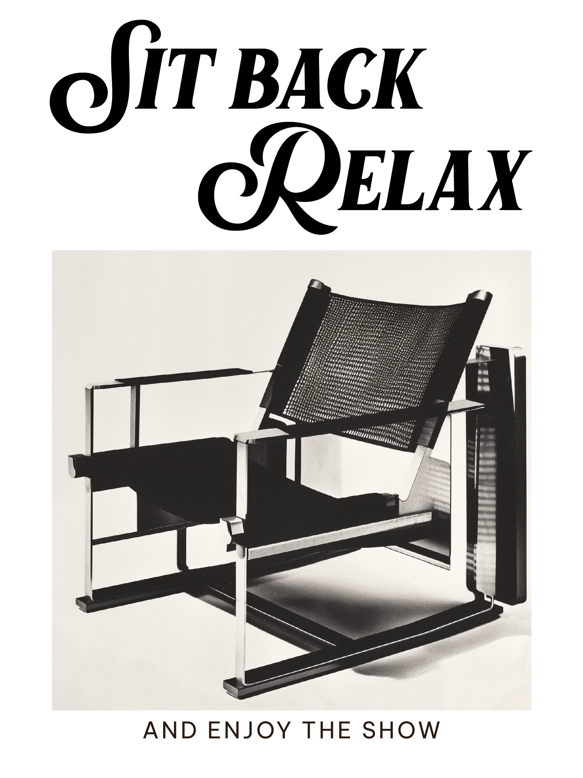 Bauhaus Style Chair With Retro Typography Print
