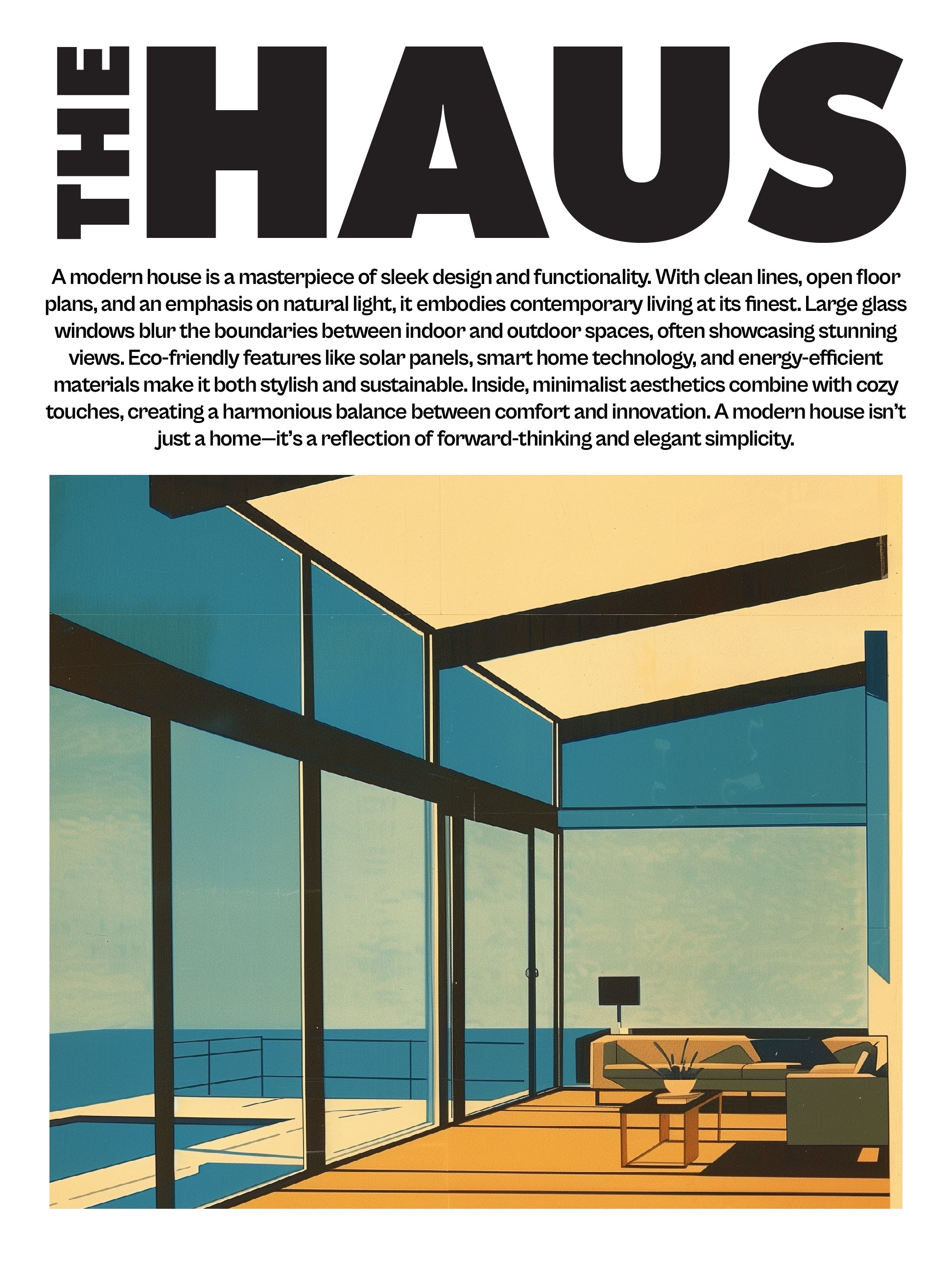 Sleek Modern Oceanview Interior Art Print
