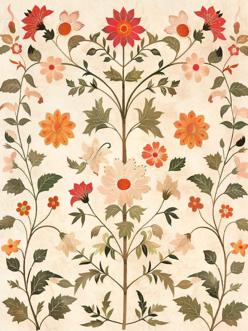 Indischer Blumen-Kunstdruck