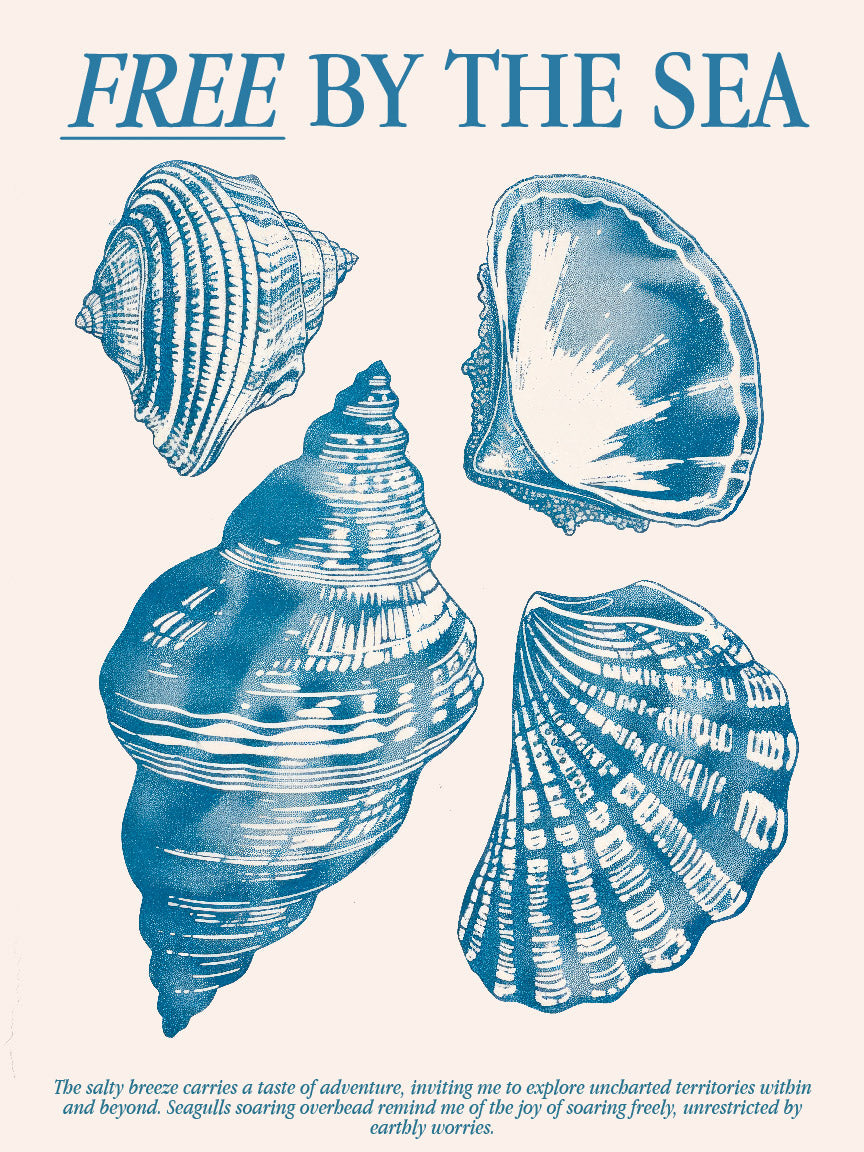 Free by the Sea Shell Art Print