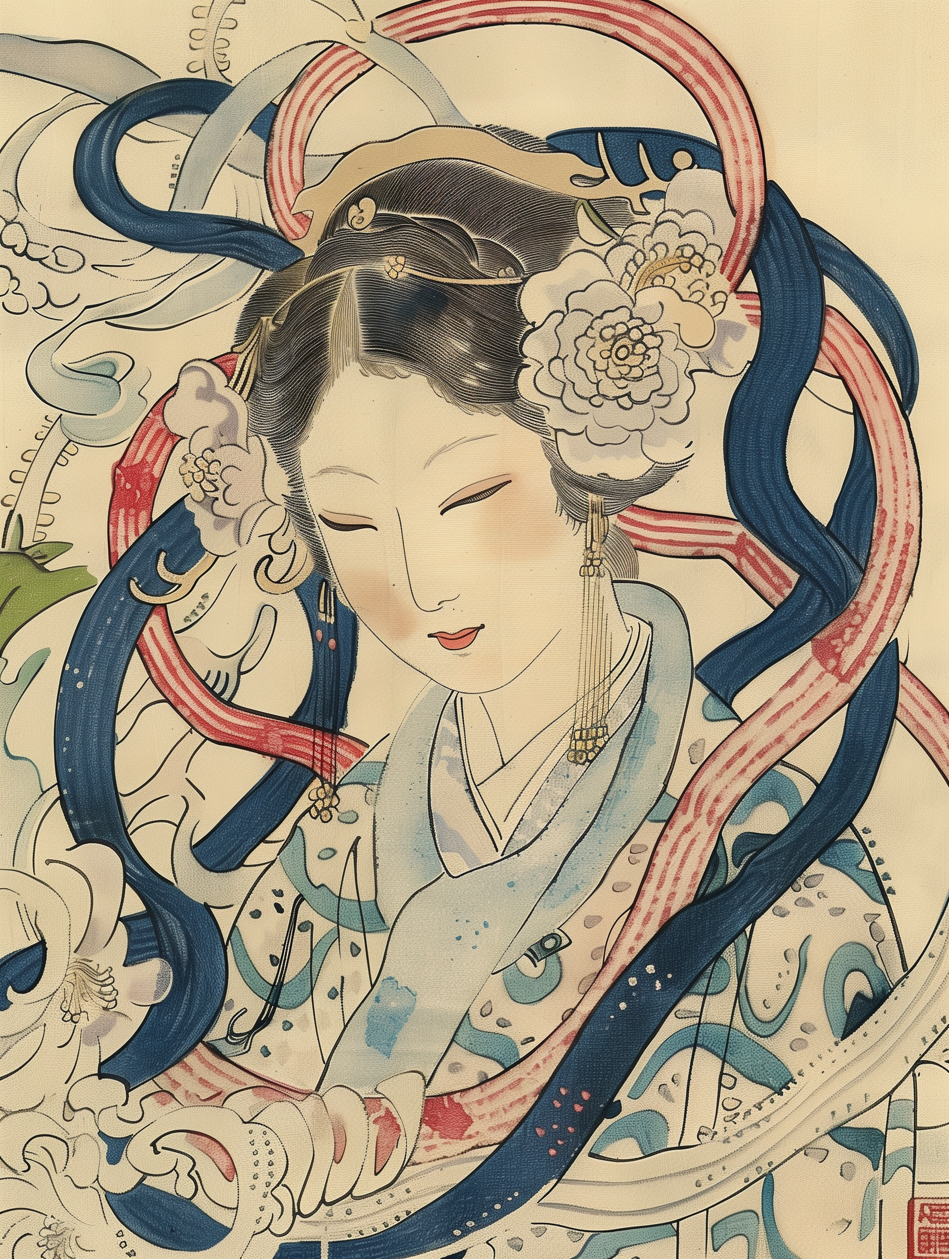 Elegant Asian Lady Portrait Wall Art Print