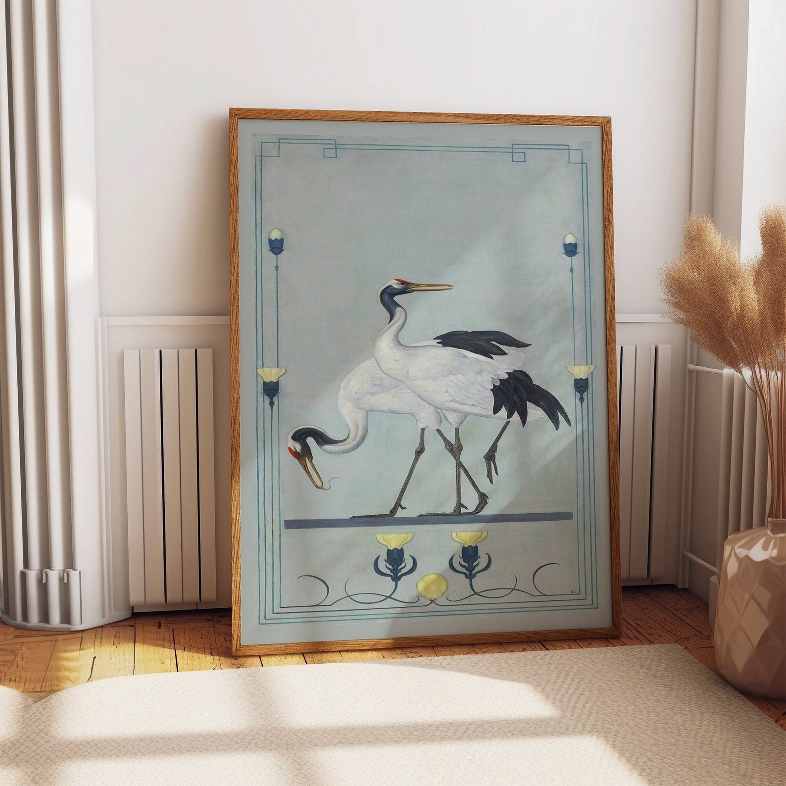 Japanese Cranes Green Painting 1899